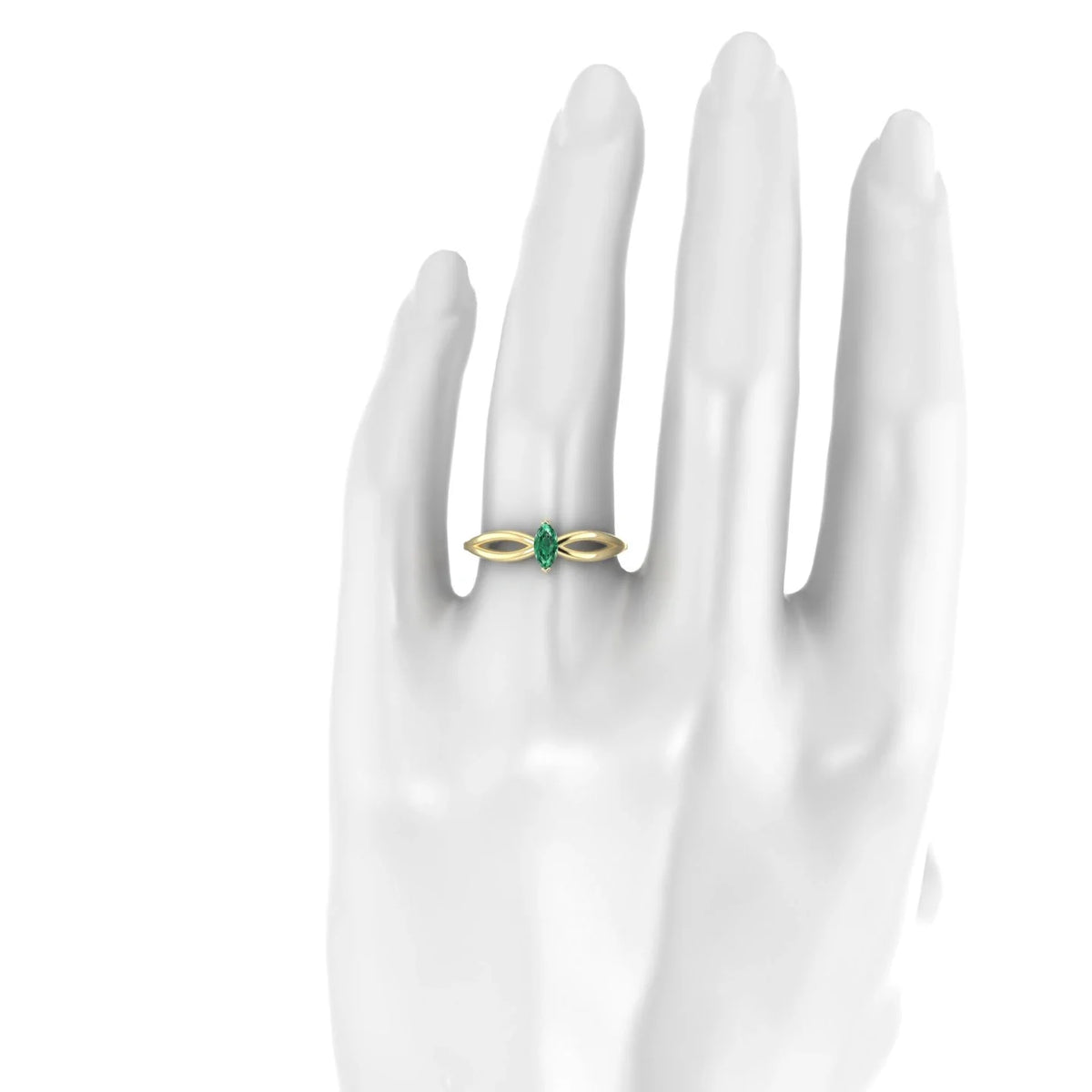 Interlude | 18k Yellow Gold 6 x 3 mm Marquise Emerald Ring