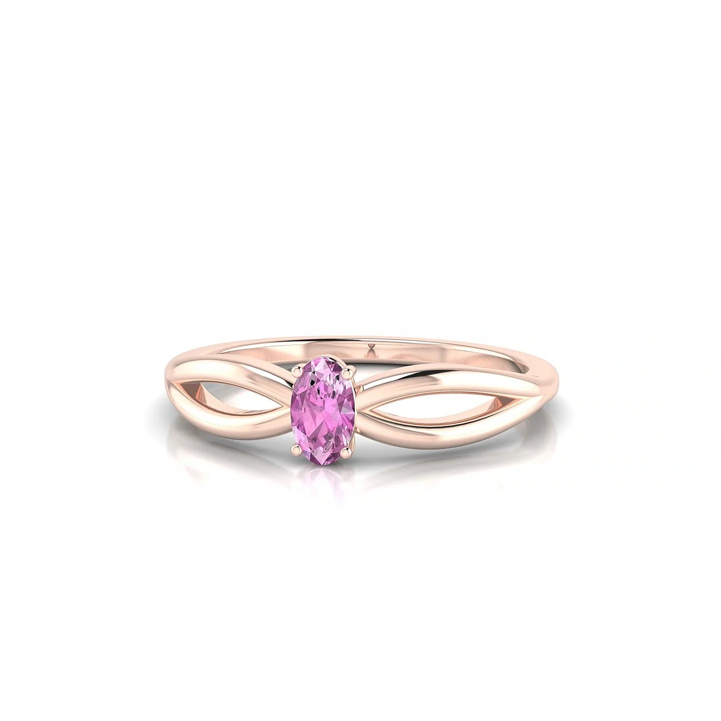 Interlude | 18k Rose Gold 5 x 3 mm Oval Pink Sapphire Ring