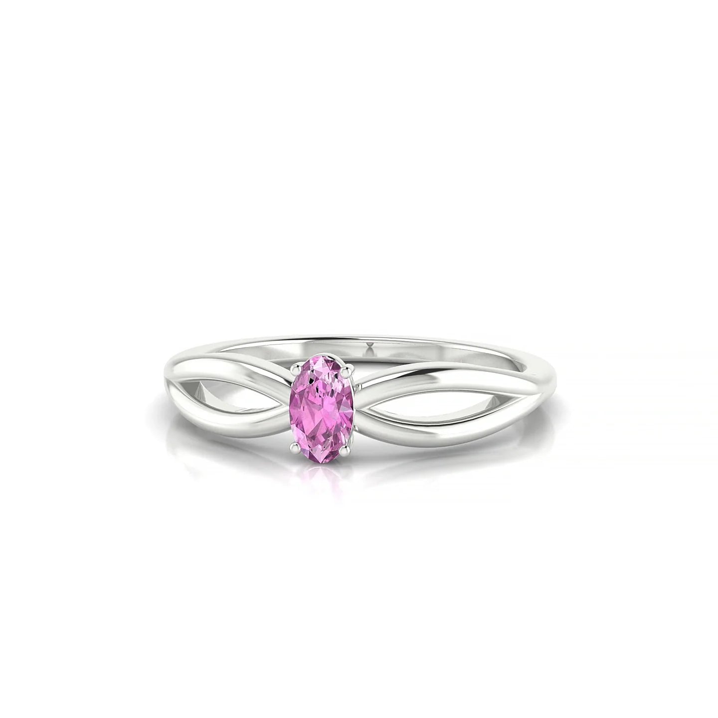 Interlude | 18k White Gold 5 x 3 mm Oval Pink Sapphire Ring