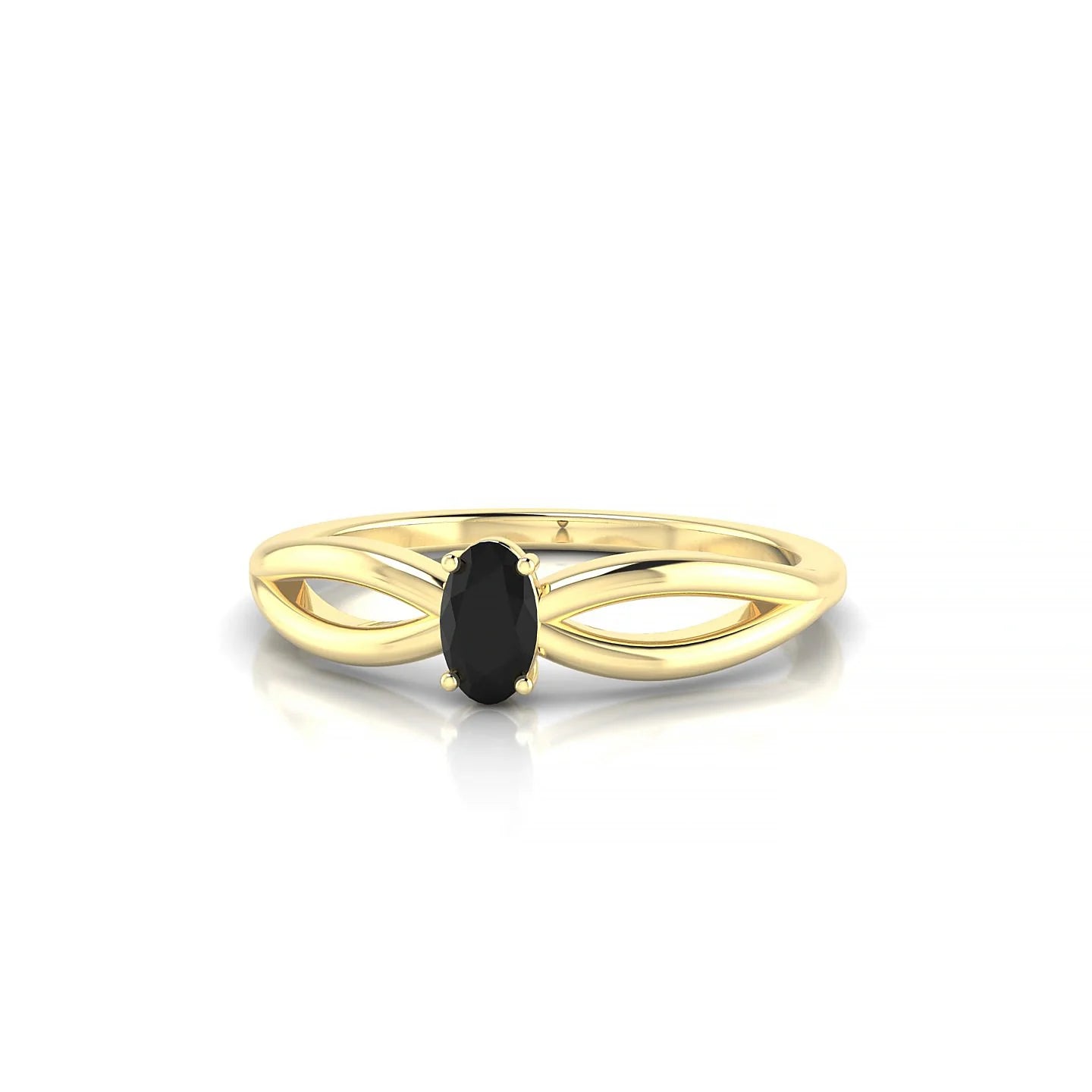 Interlude | 18k Yellow Gold 5 x 3 mm Oval Black Diamond Ring