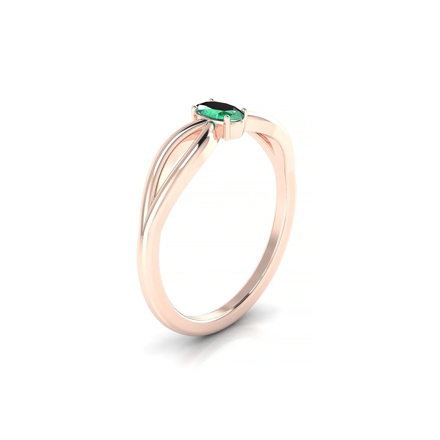 Interlude | 18k Rose Gold 5 x 3 mm Oval Emerald Ring