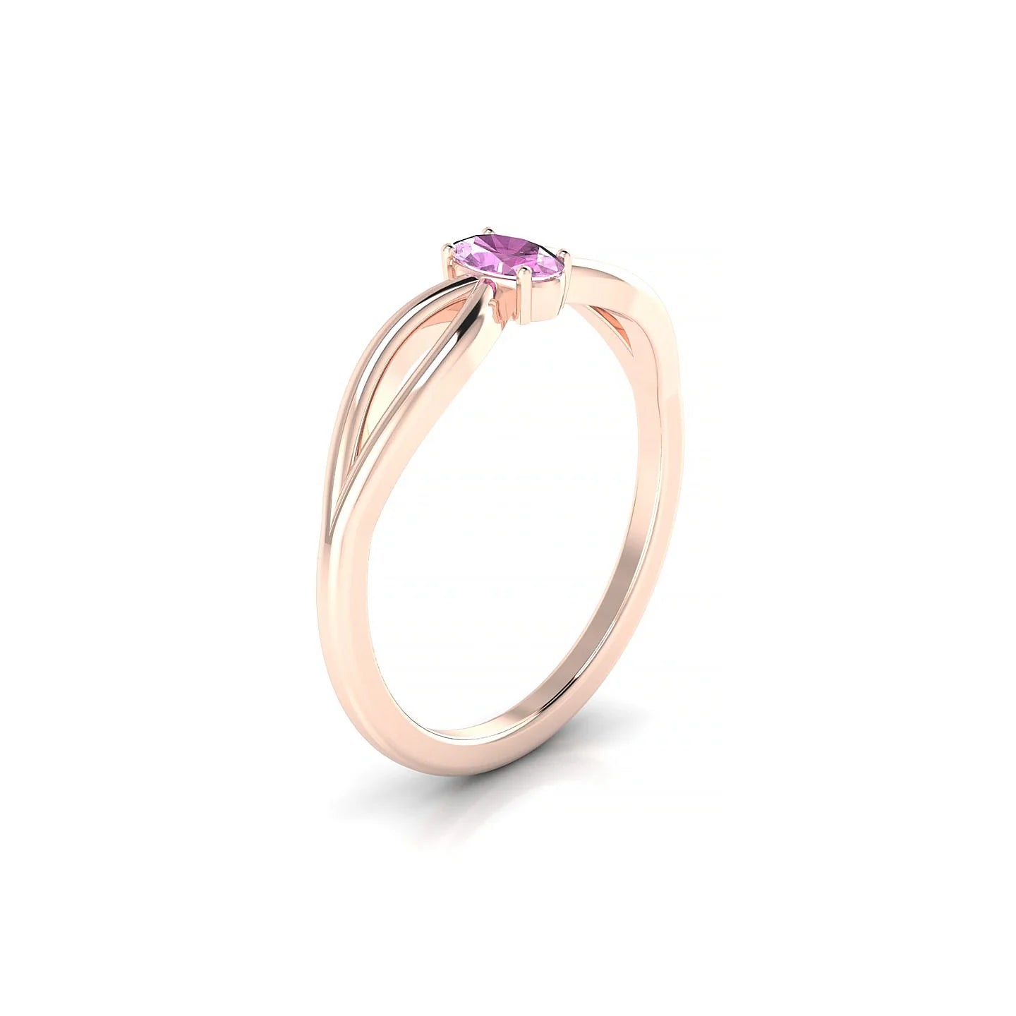 Interlude | 18k Rose Gold 5 x 3 mm Oval Pink Sapphire Ring