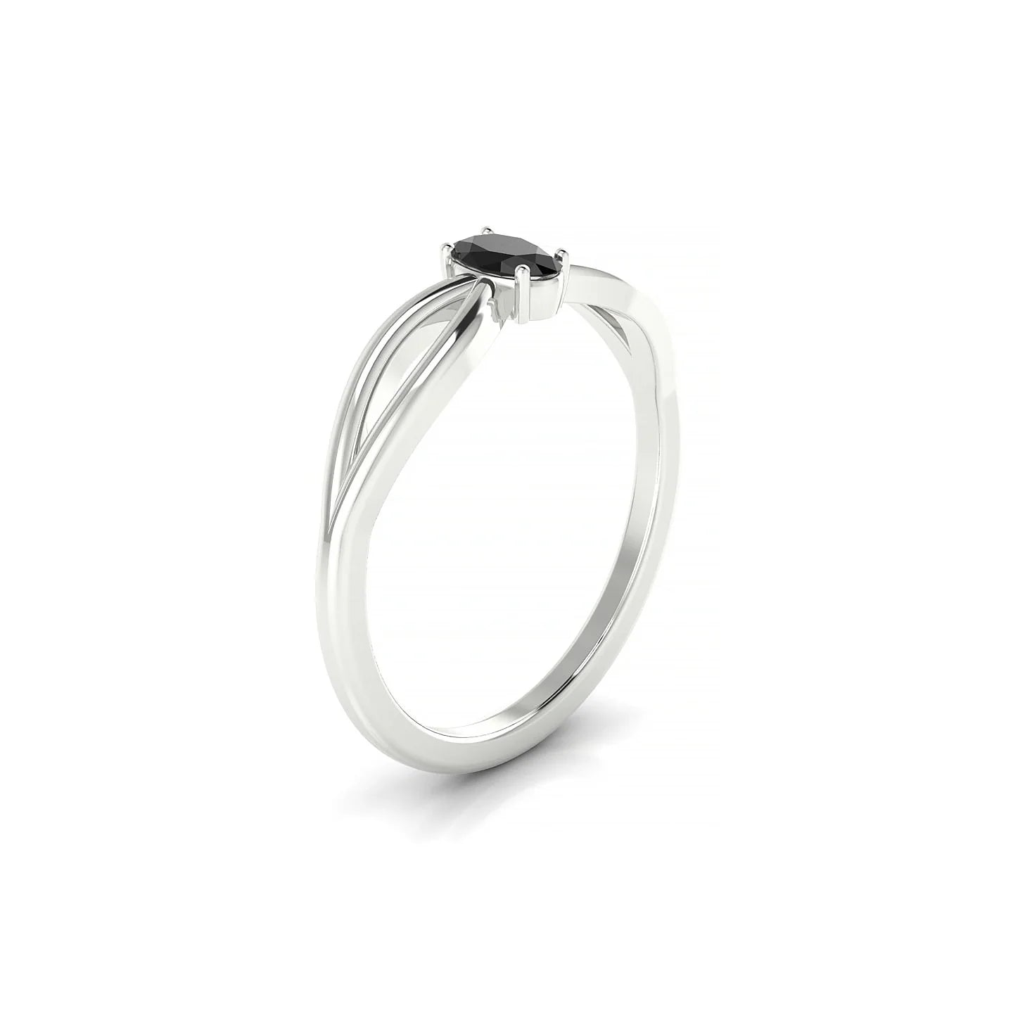 Interlude | 18k White Gold 5 x 3 mm Oval Black Diamond Ring