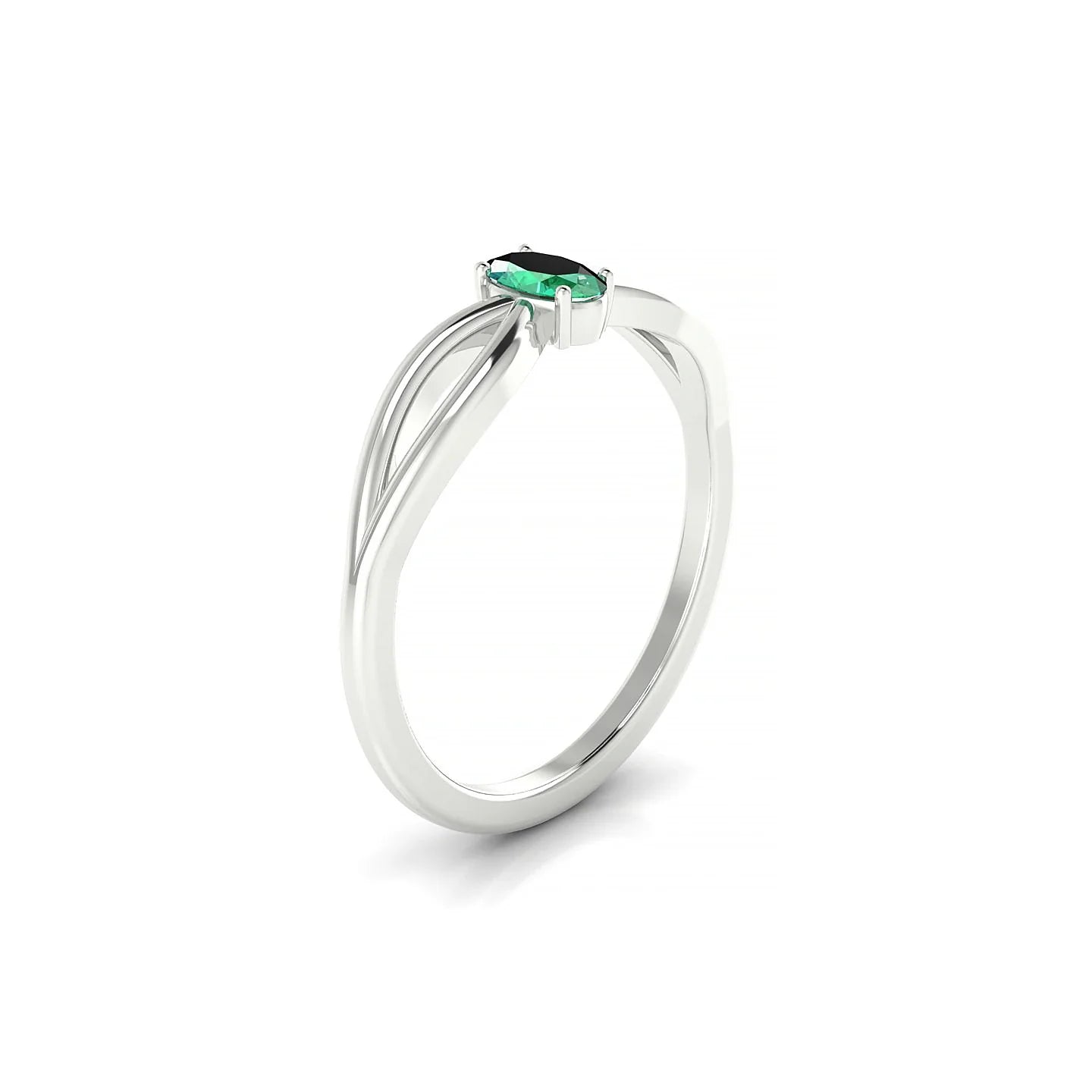 Interlude | 18k White Gold 5 x 3 mm Oval Emerald Ring