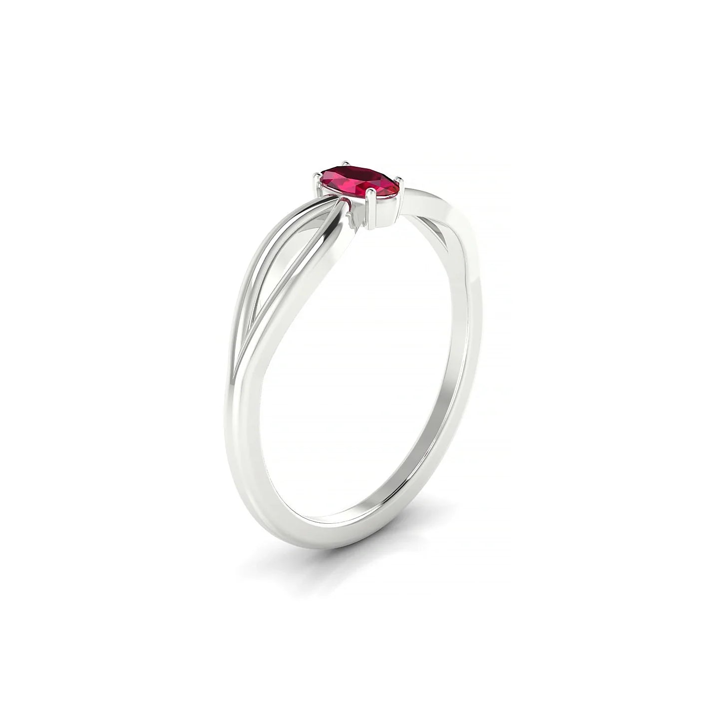 Interlude | 18k White Gold 5 x 3 mm Oval Ruby Ring