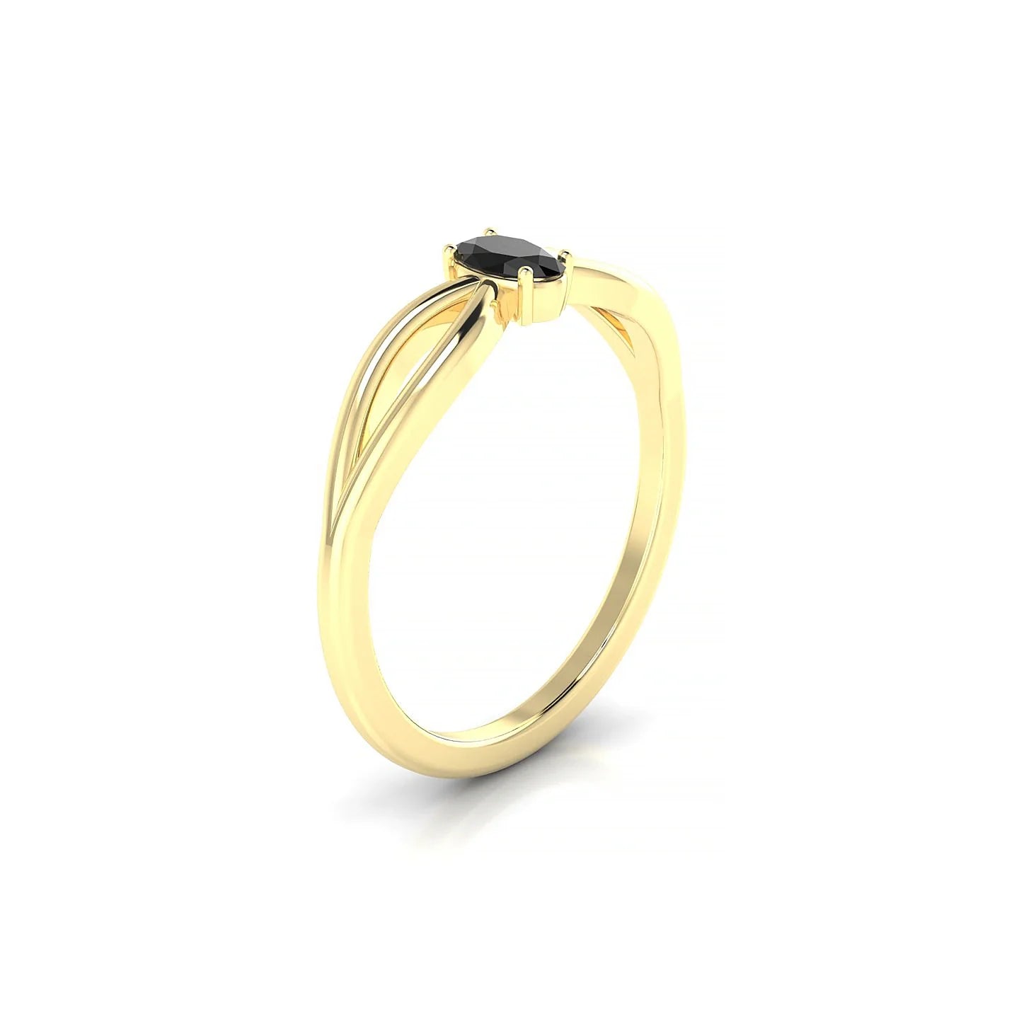 Interlude | 18k Yellow Gold 5 x 3 mm Oval Black Diamond Ring