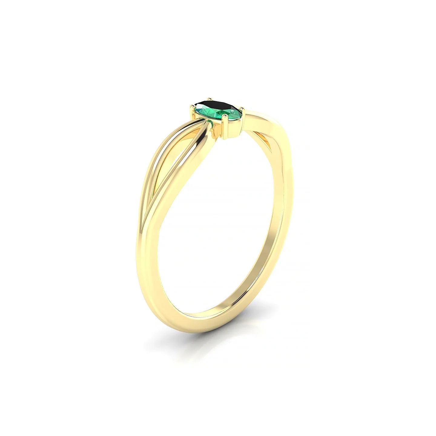 Interlude | 18k Yellow Gold 5 x 3 mm Oval Emerald Ring