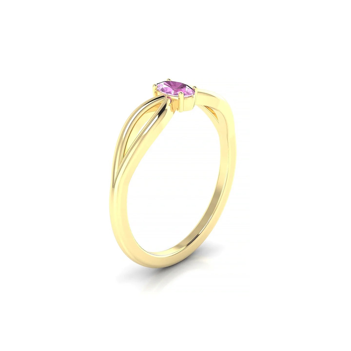 Interlude | 18k Yellow Gold 5 x 3 mm Oval Pink Sapphire Ring