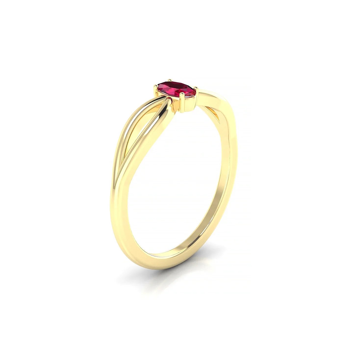 Interlude | 18k Yellow Gold 5 x 3 mm Oval Ruby Ring