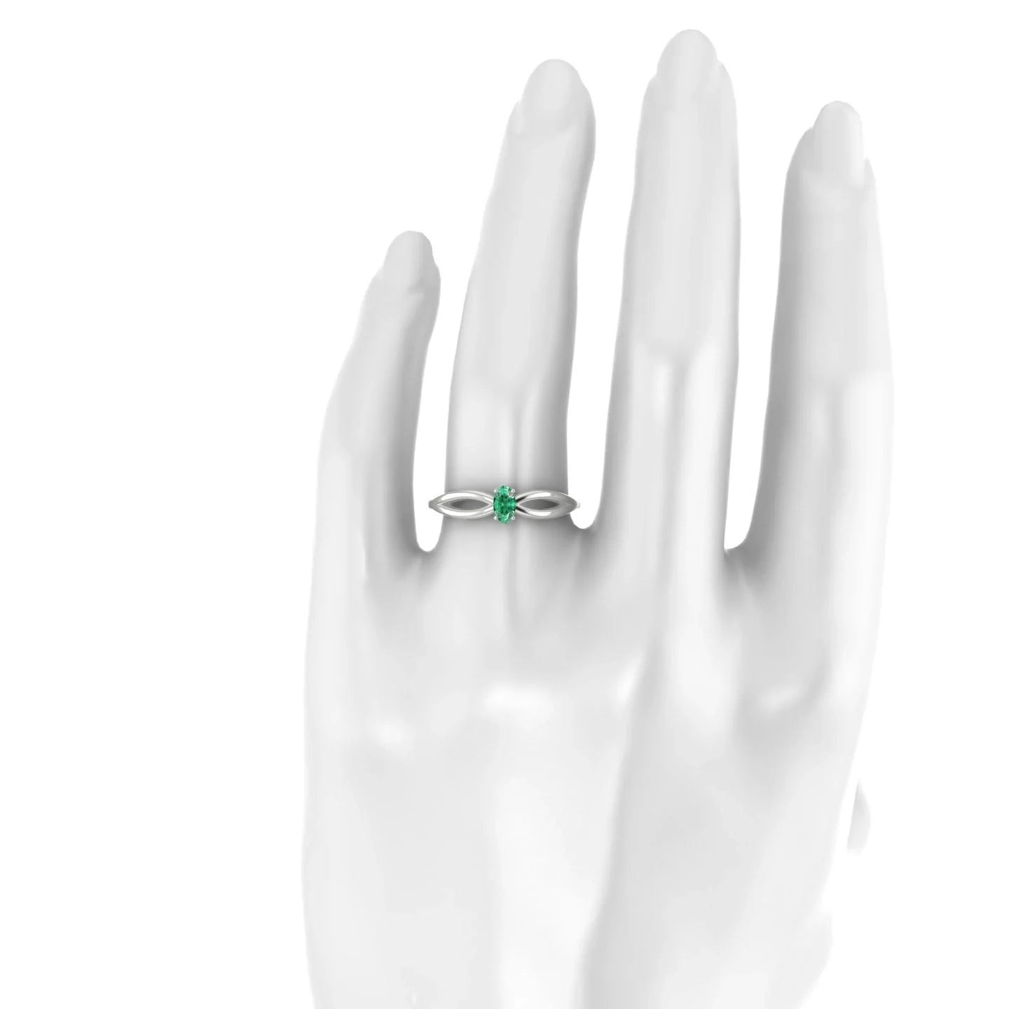 Interlude | 18k White Gold 5 x 3 mm Oval Emerald Ring