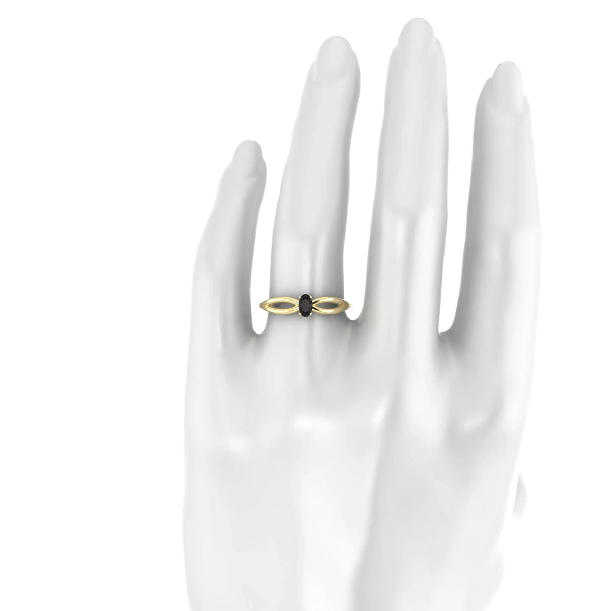 Interlude | 18k Yellow Gold 5 x 3 mm Oval Black Diamond Ring