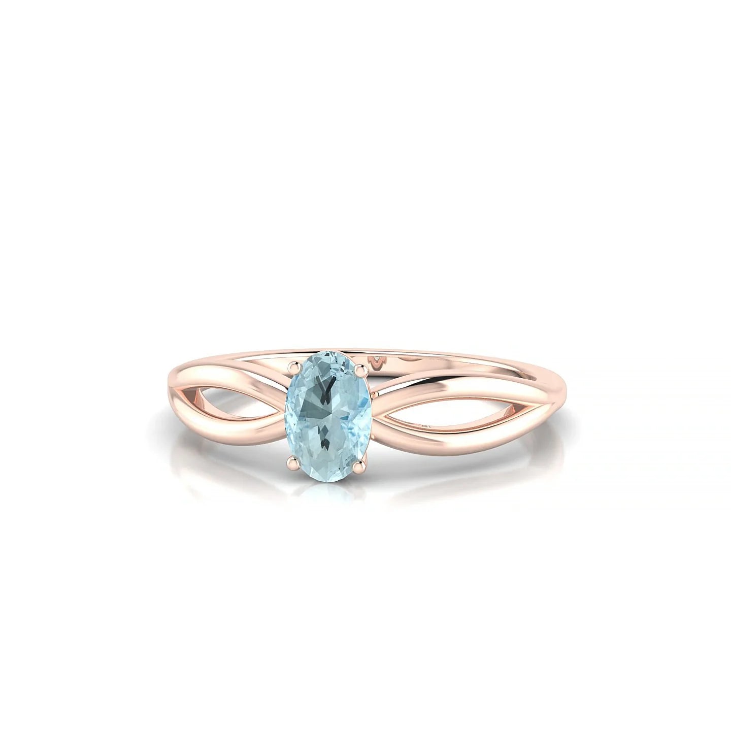 Interlude | 18k Rose Gold 6 x 4 mm Oval Aquamarine Ring
