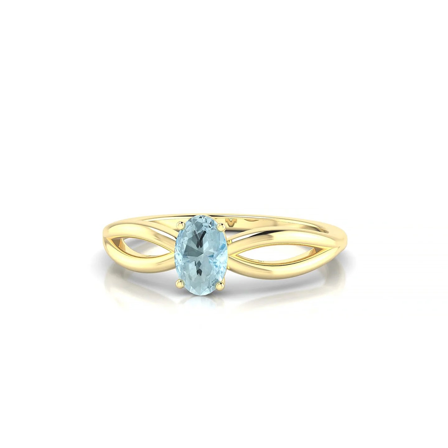 Interlude | 18k Yellow Gold 6 x 4 mm Oval Aquamarine Ring