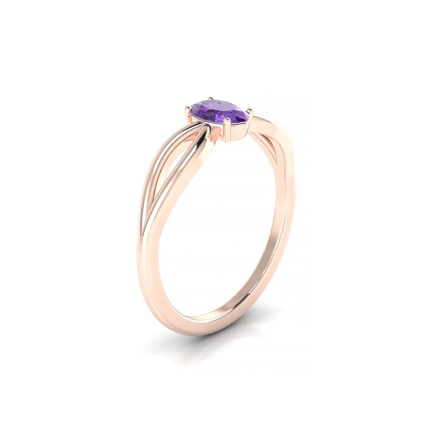 Interlude | 18k Rose Gold 6 x 4 mm Oval Amethyst Ring