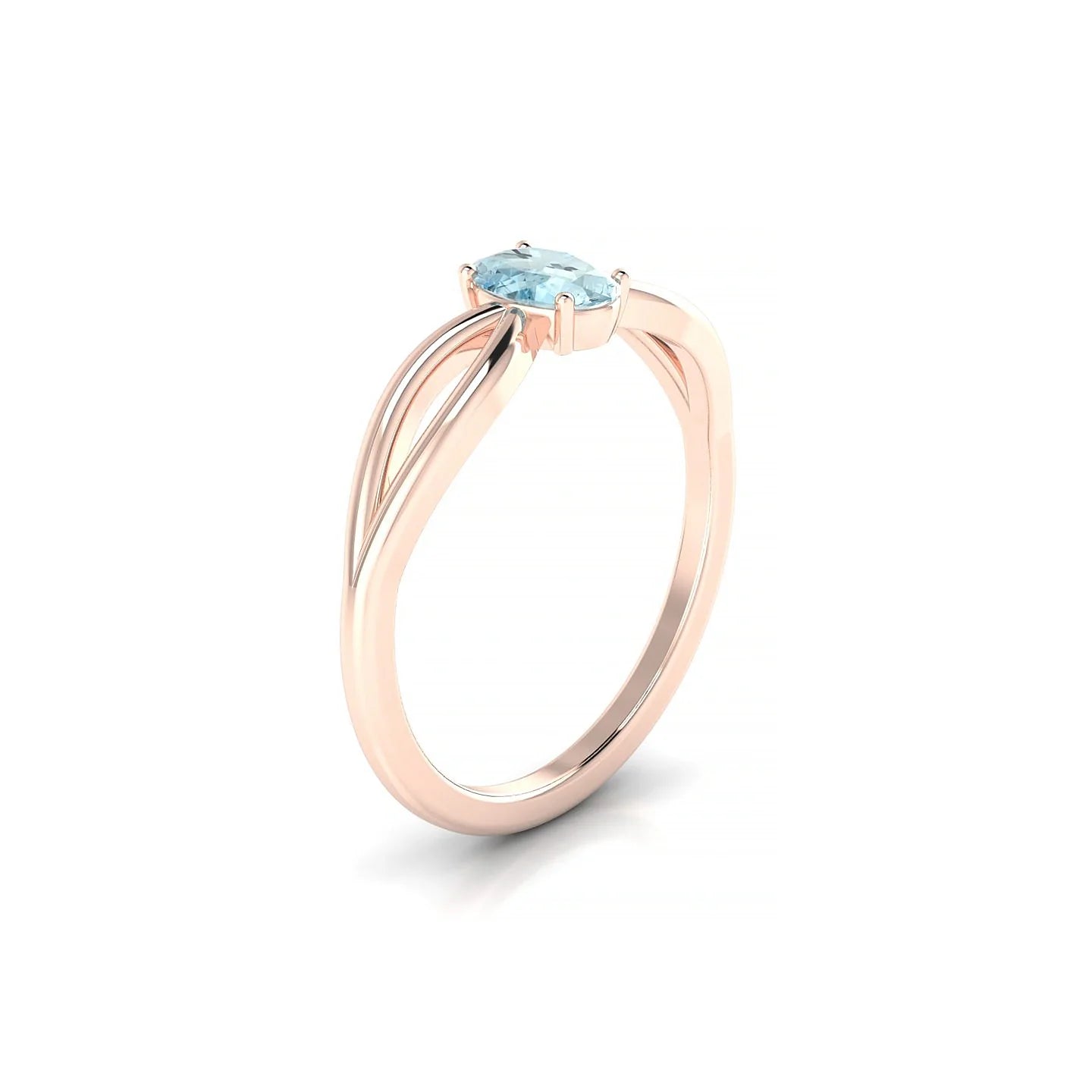 Interlude | 18k Rose Gold 6 x 4 mm Oval Aquamarine Ring