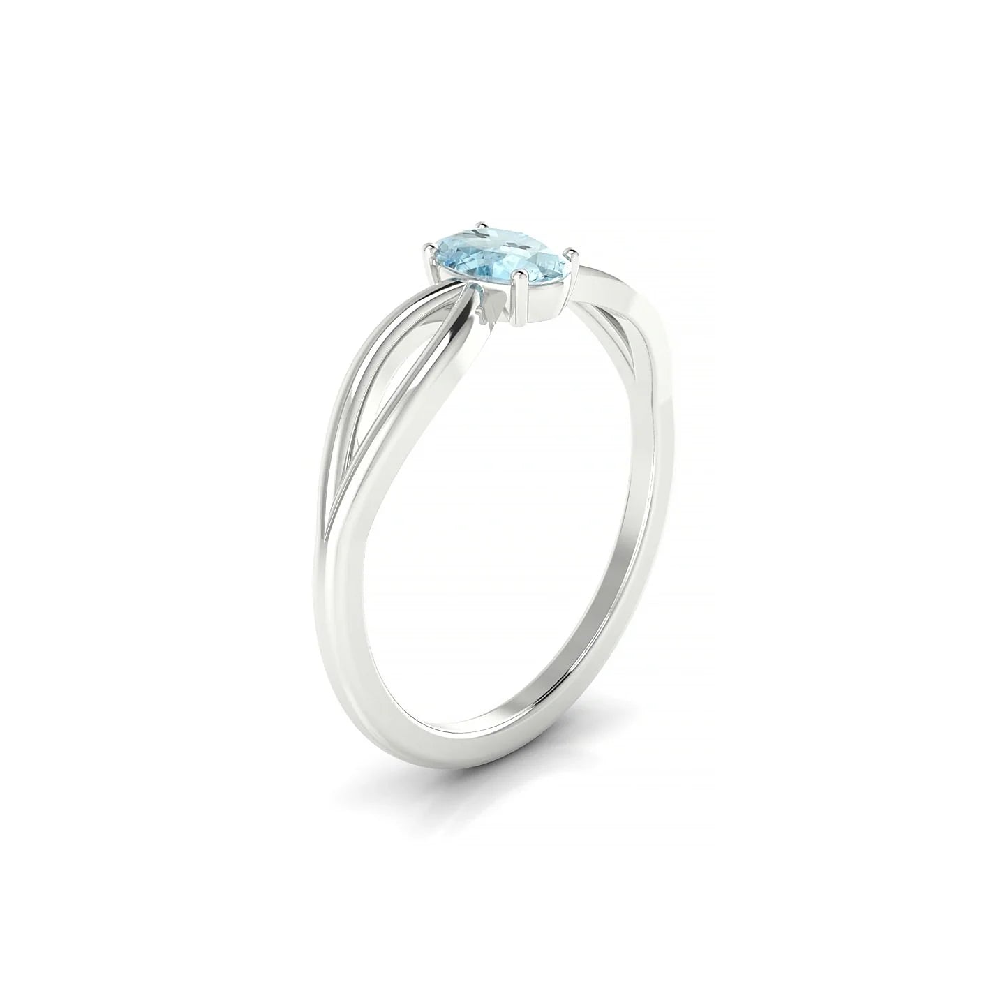 Interlude | 18k White Gold 6 x 4 mm Oval Aquamarine Ring