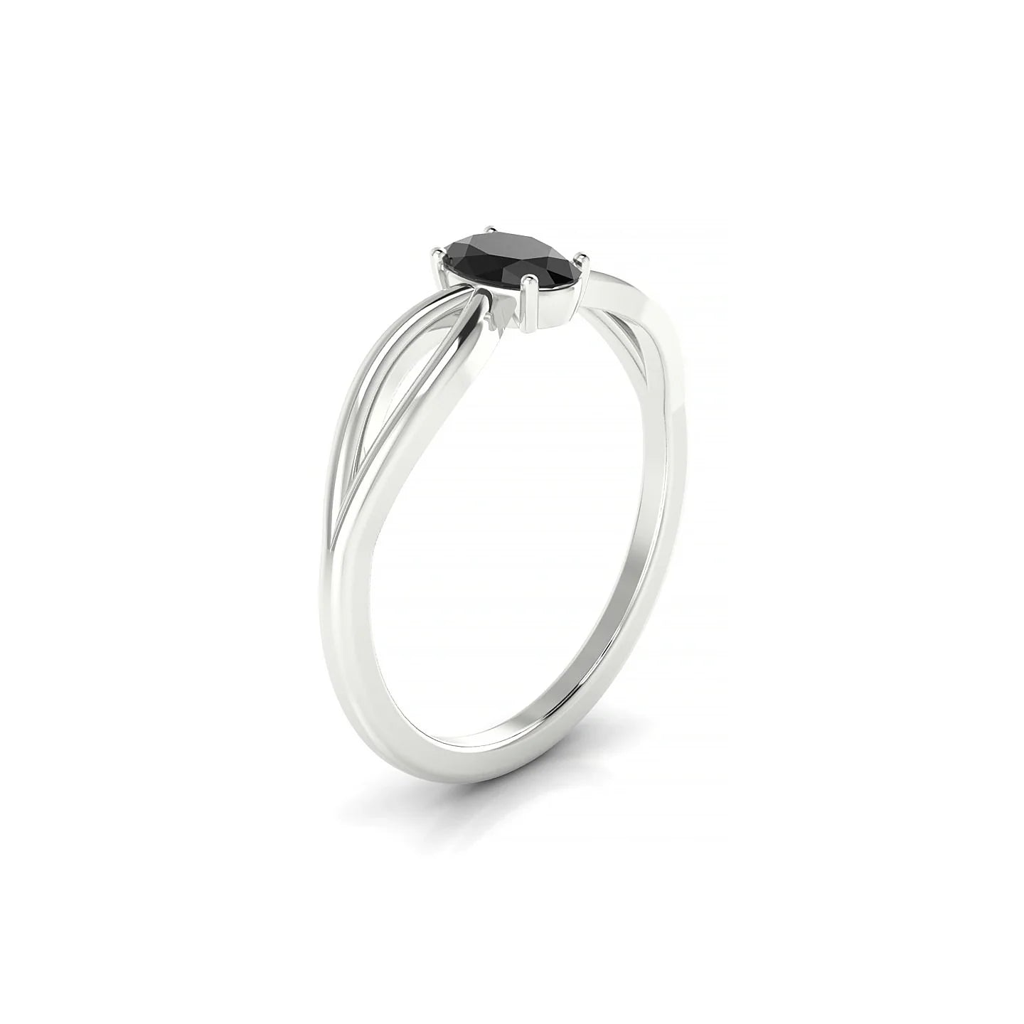 Interlude | 18k White Gold 6 x 4 mm Oval Black Diamond Ring