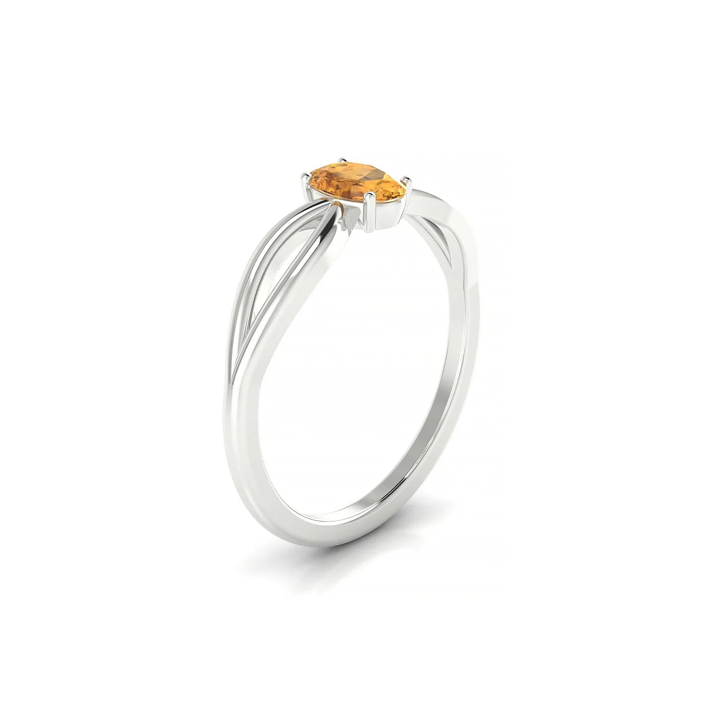Interlude | 18k White Gold 6 x 4 mm Oval Citrine Ring