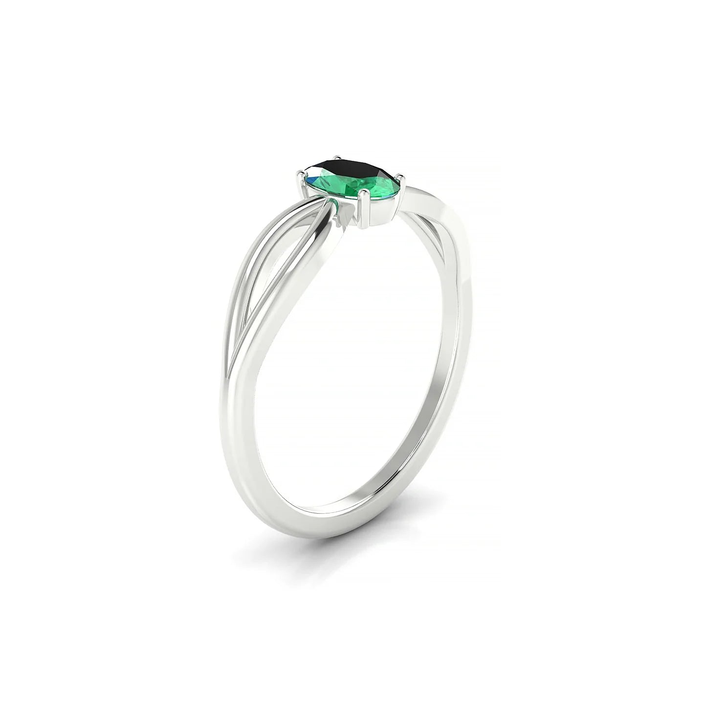 Interlude | 18k White Gold 6 x 4 mm Oval Emerald Ring