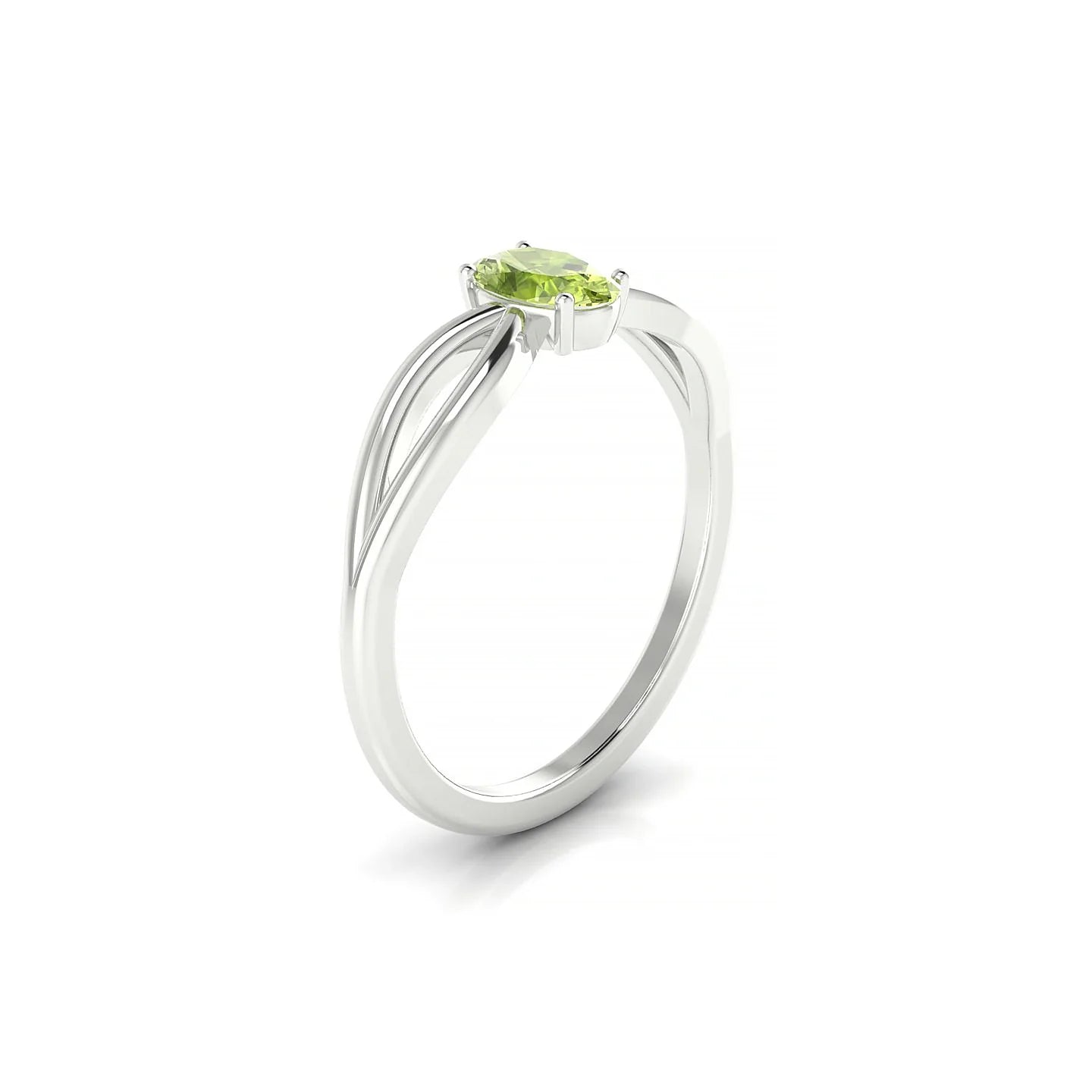 Interlude | 18k White Gold 6 x 4 mm Oval Peridot Ring