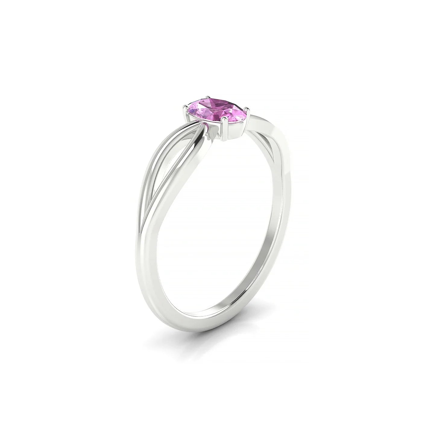 Interlude | 18k White Gold 6 x 4 mm Oval Pink Sapphire Ring