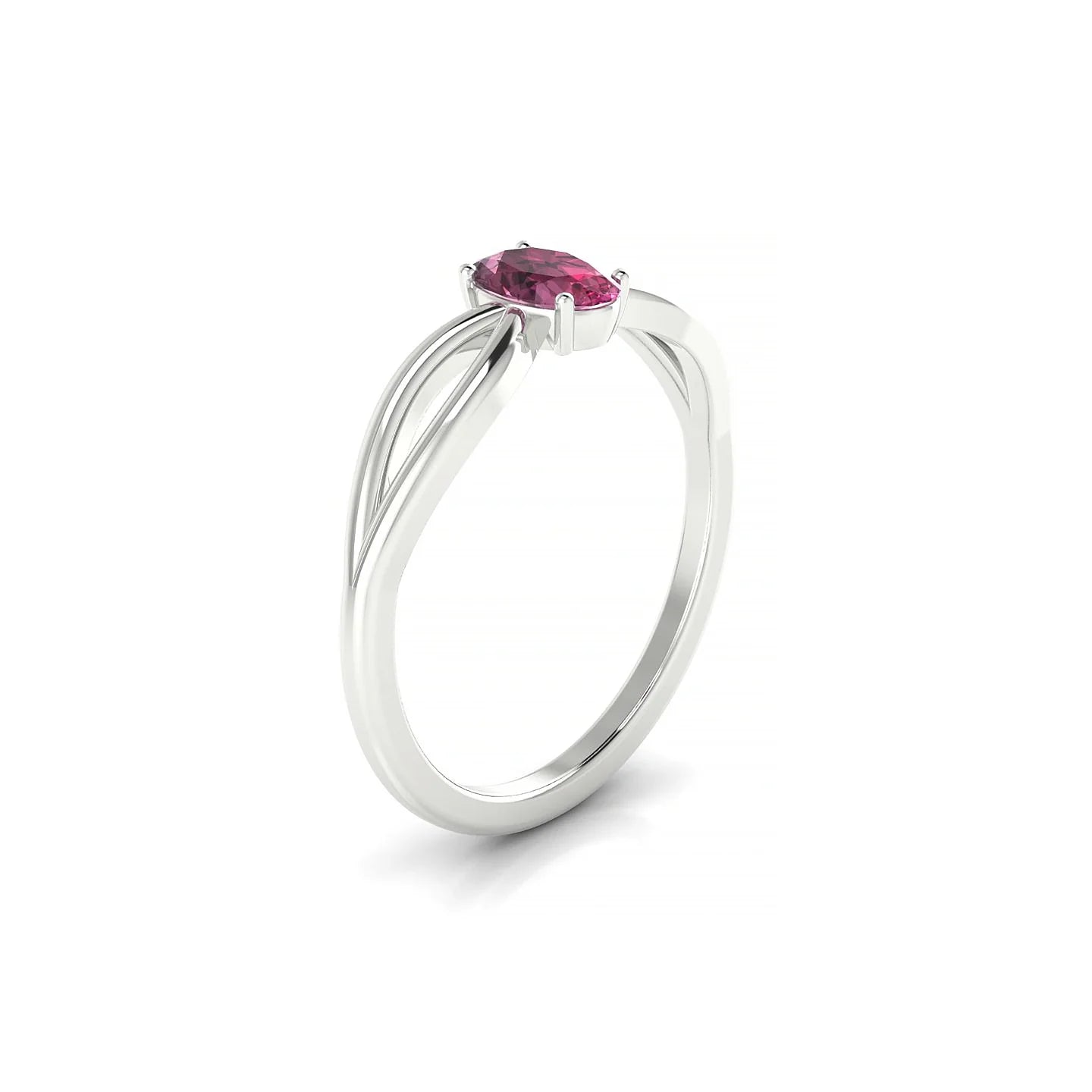 Interlude | 18k White Gold 6 x 4 mm Oval Rhodolite Ring
