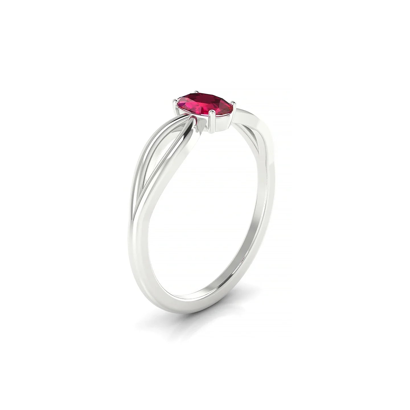 Interlude | 18k White Gold 6 x 4 mm Oval Ruby Ring