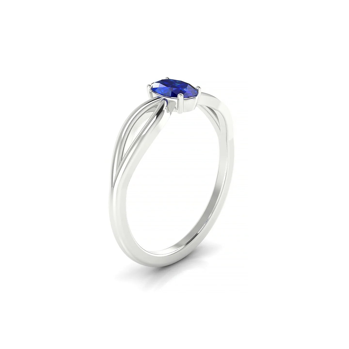 Interlude | 18k White Gold 6 x 4 mm Oval Sapphire Ring