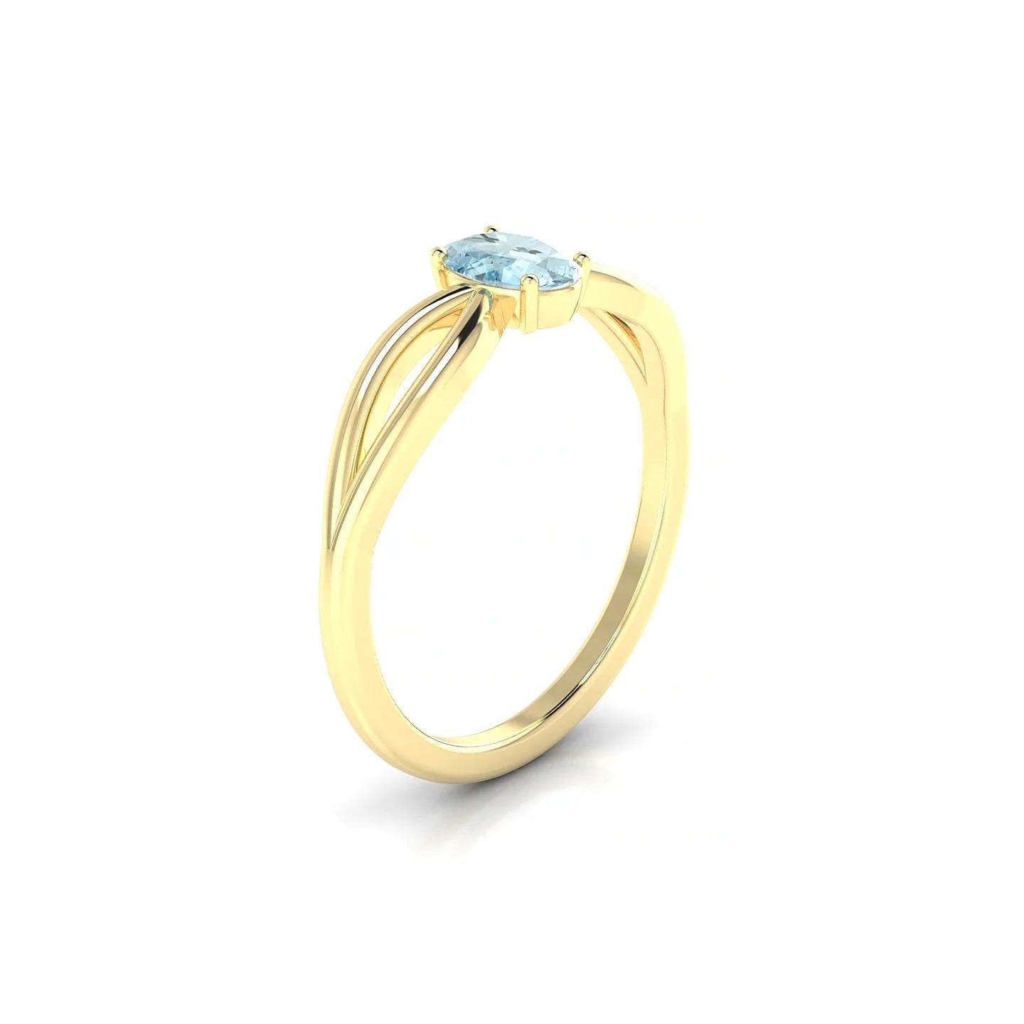 Interlude | 18k Yellow Gold 6 x 4 mm Oval Aquamarine Ring