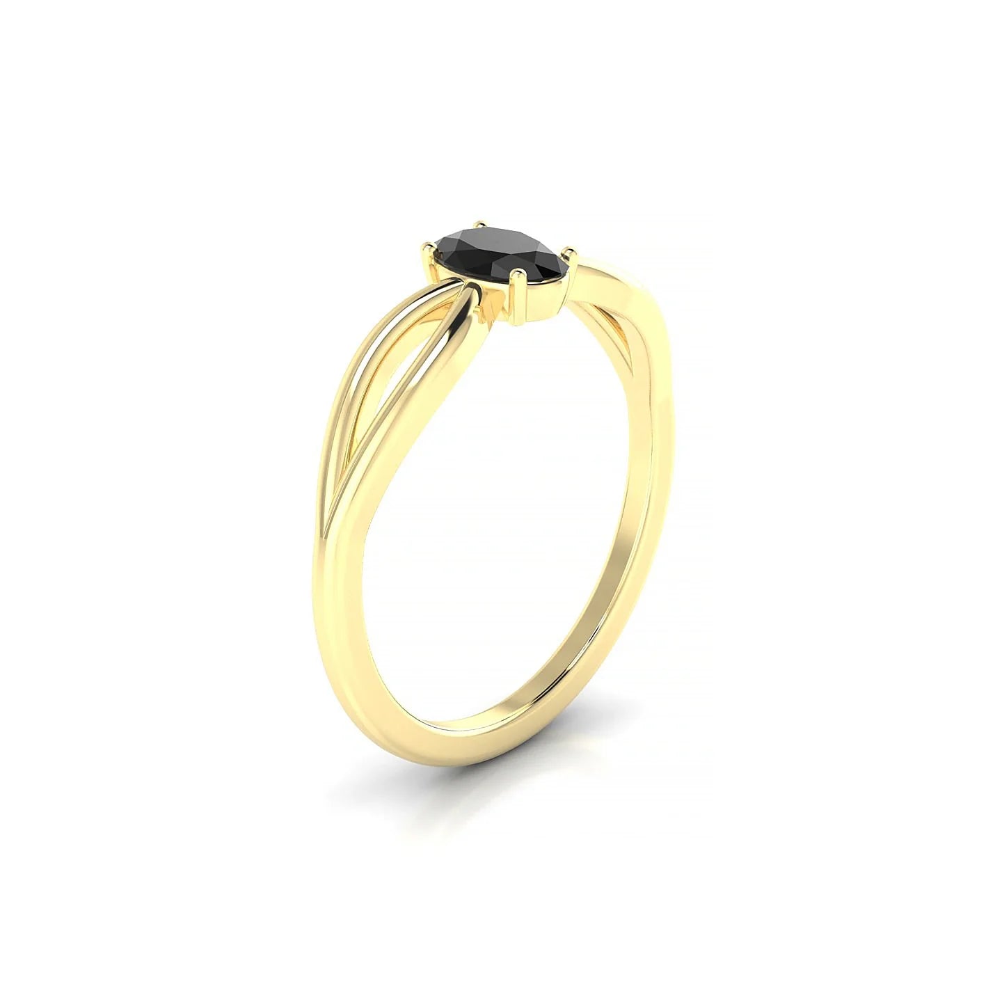 Interlude | 18k Yellow Gold 6 x 4 mm Oval Black Diamond Ring
