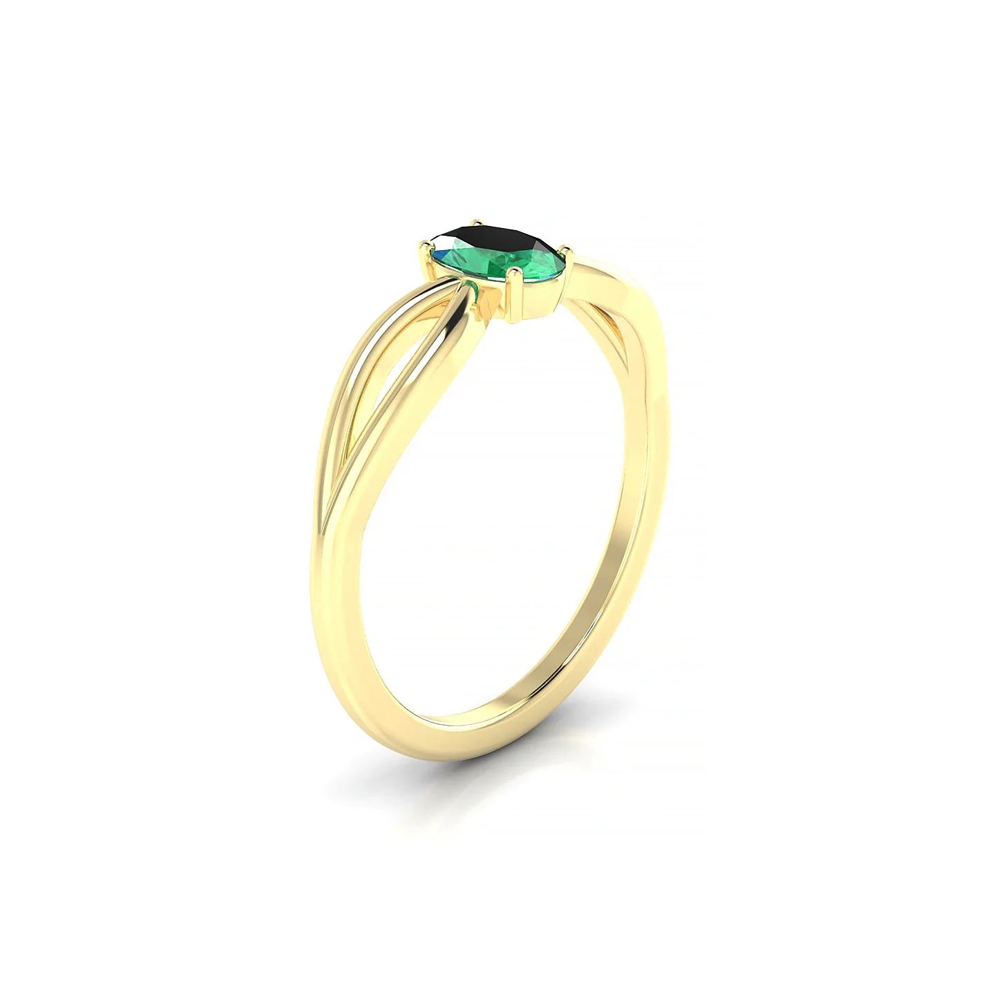 Interlude | 18k Yellow Gold 6 x 4 mm Oval Emerald Ring