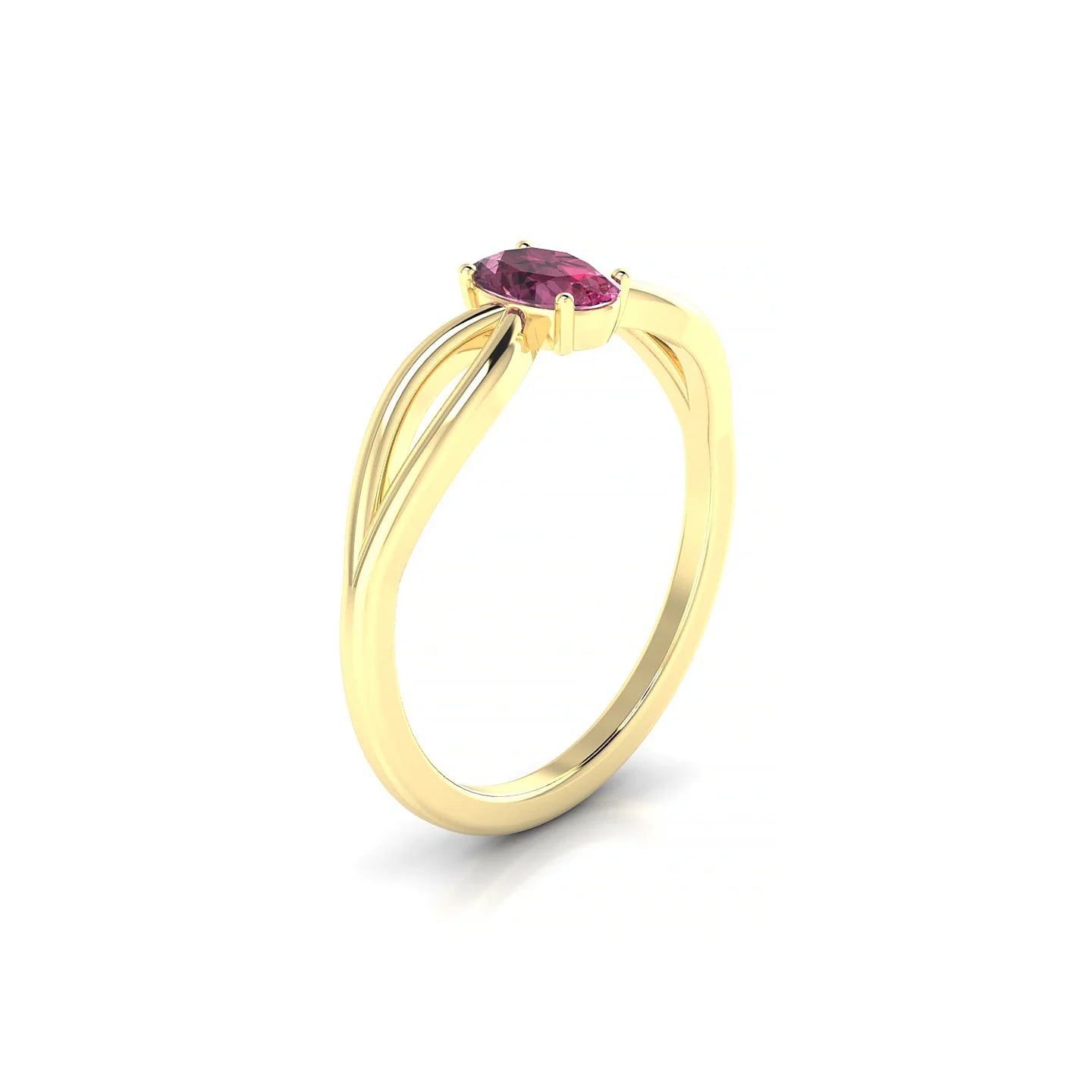 Interlude | 18k Yellow Gold 6 x 4 mm Oval Rhodolite Ring