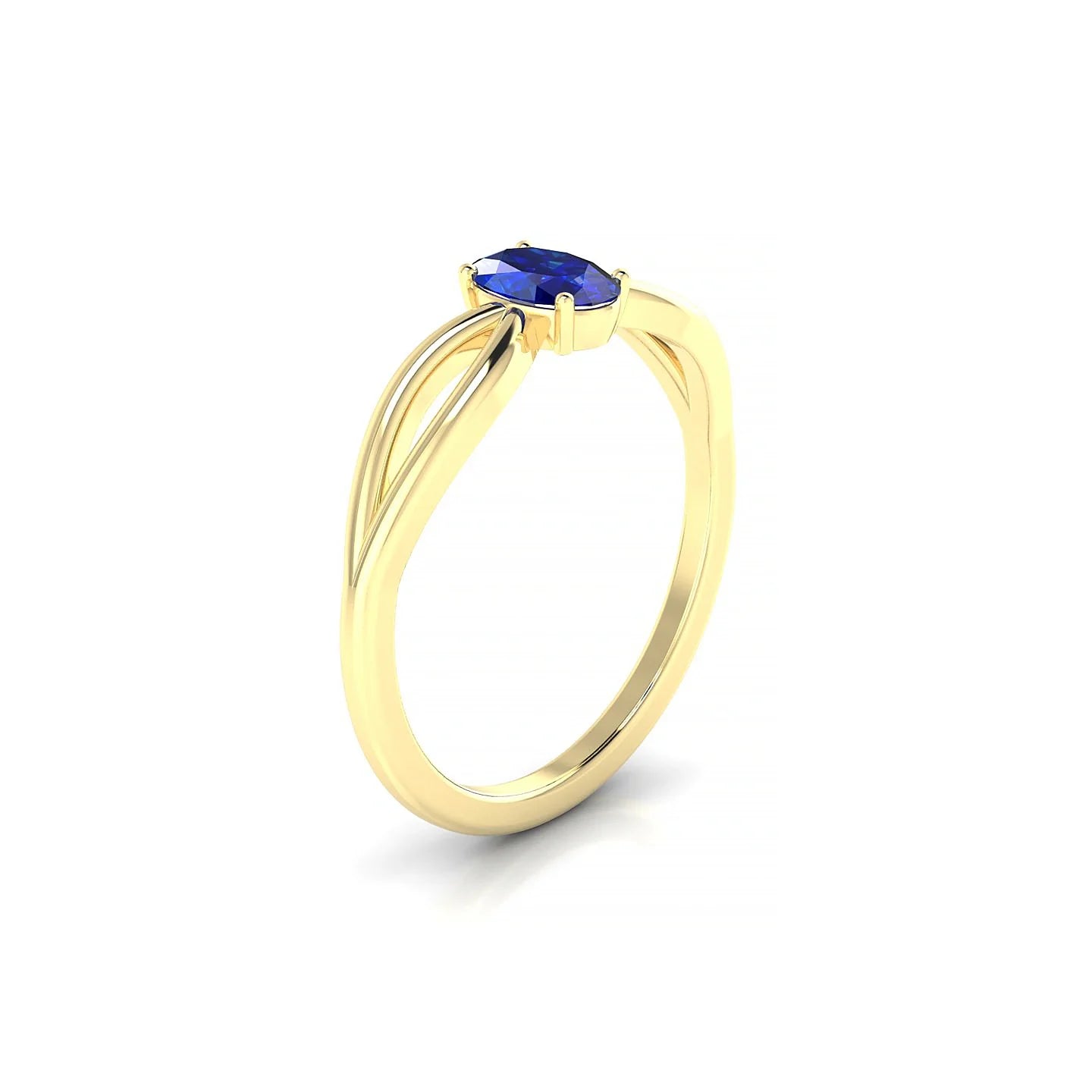 Interlude | 18k Yellow Gold 6 x 4 mm Oval Sapphire Ring