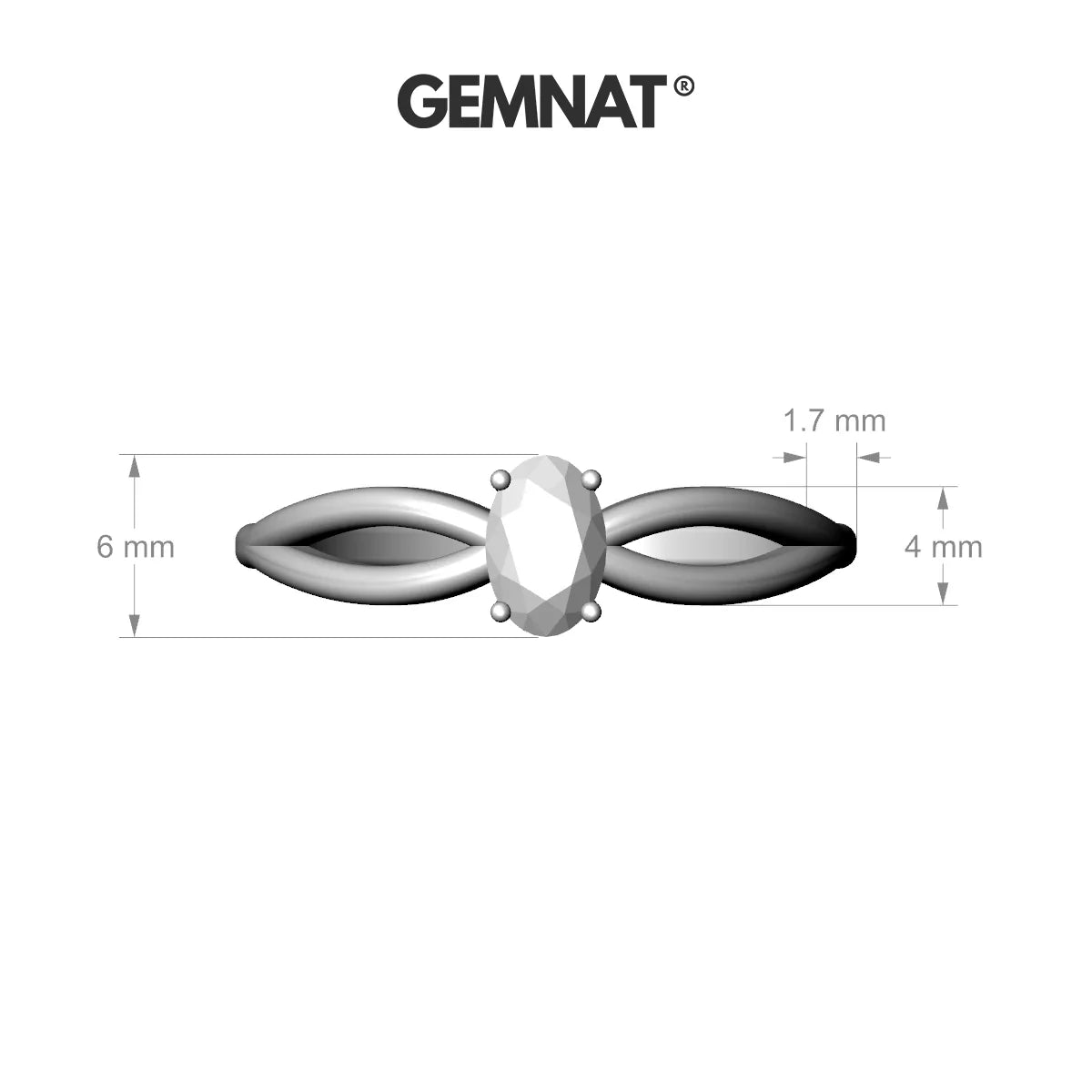 Interlude | 18k White Gold 6 x 4 mm Oval Ruby Ring
