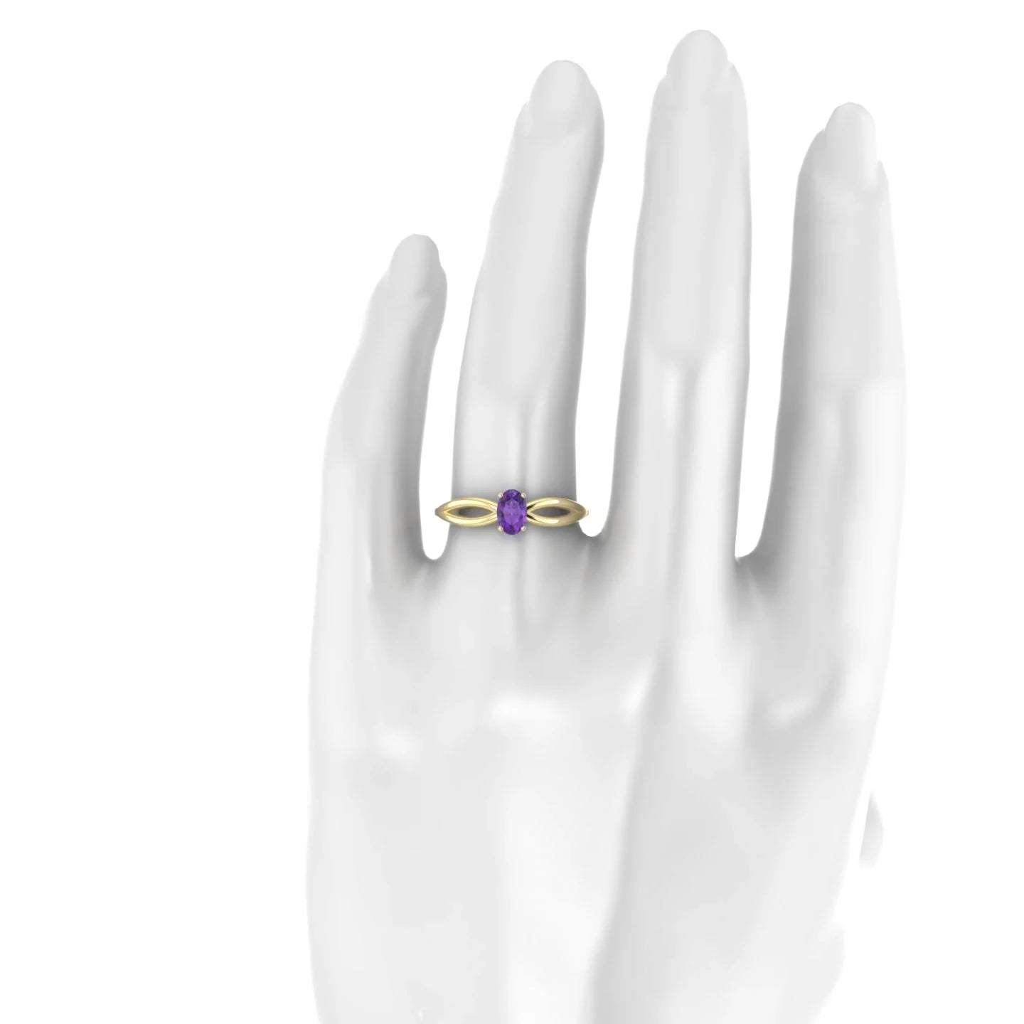 Interlude | 18k Yellow Gold 6 x 4 mm Oval Amethyst Ring