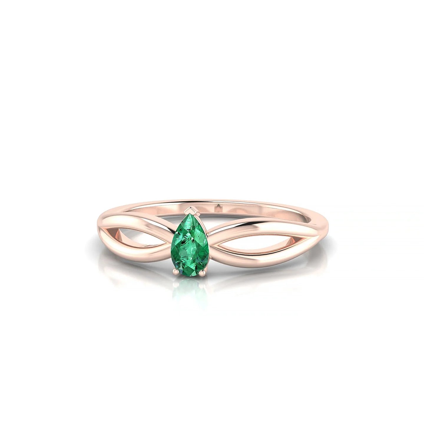 Interlude | 18k Rose Gold 5 x 3 mm Pear Emerald Ring