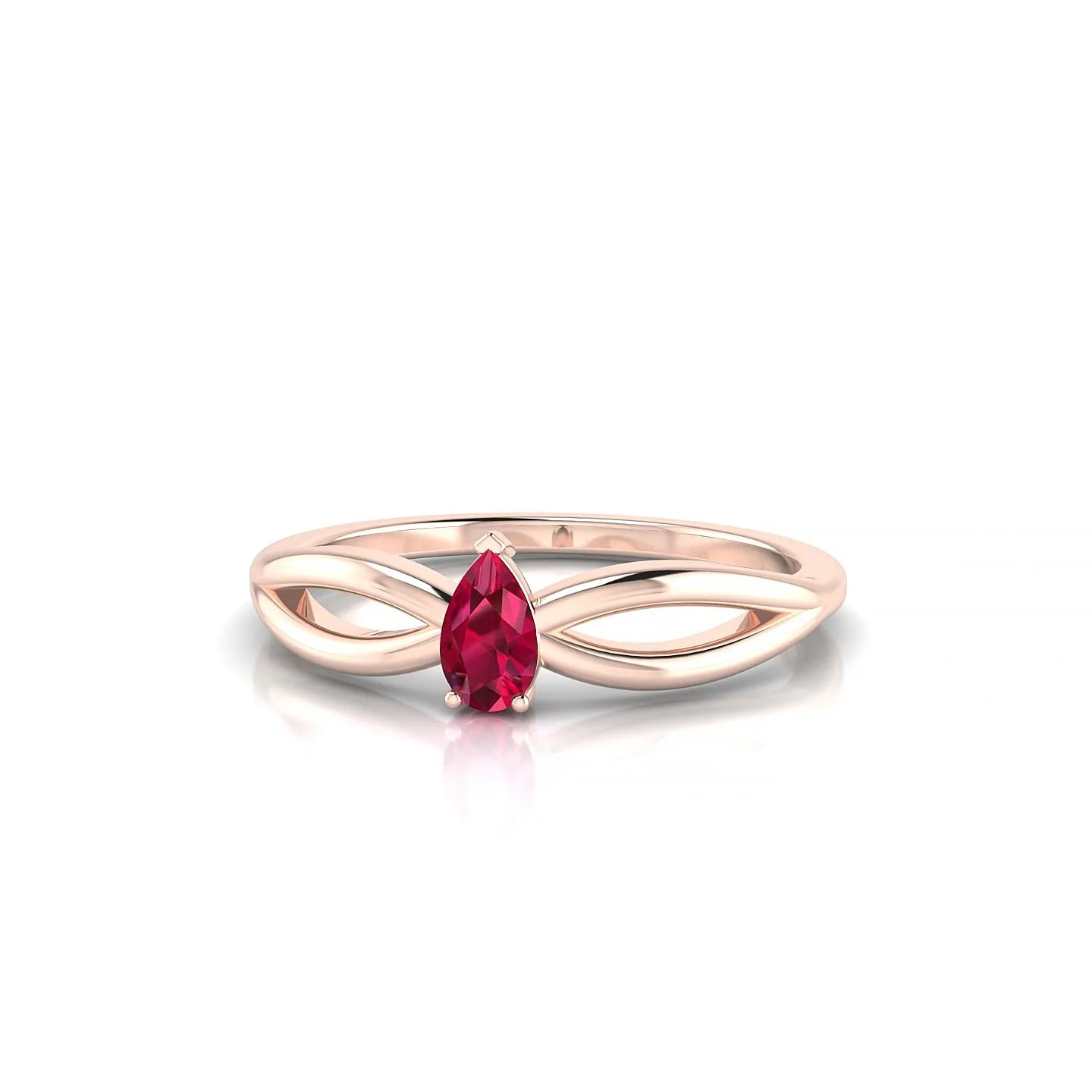 Interlude | 18k Rose Gold 5 x 3 mm Pear Ruby Ring
