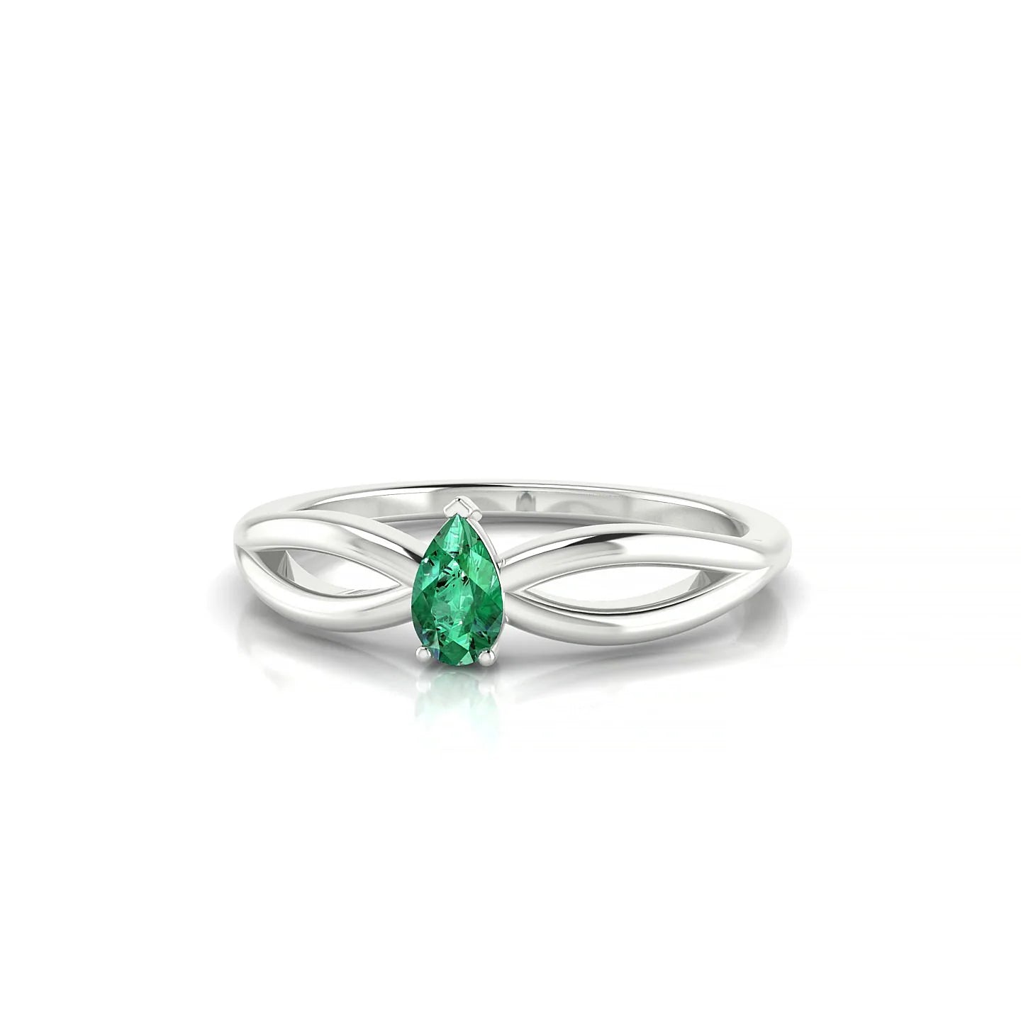 Interlude | 18k White Gold 5 x 3 mm Pear Emerald Ring