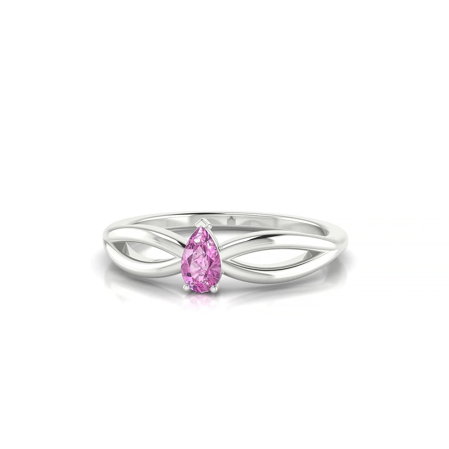 Interlude | 18k White Gold 5 x 3 mm Pear Pink Sapphire Ring