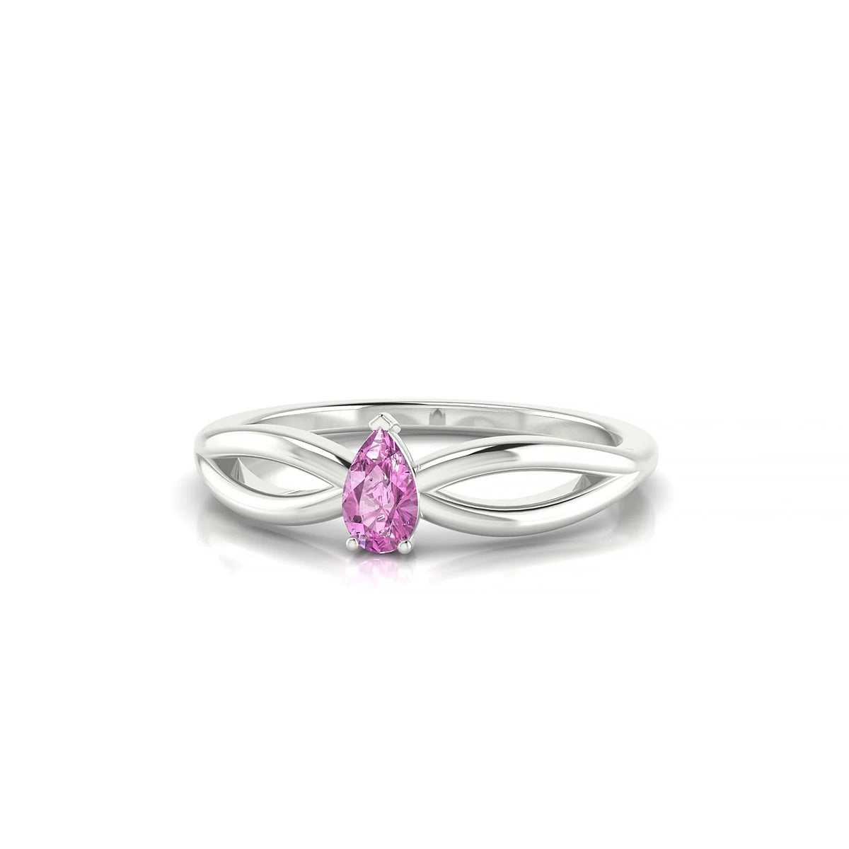 Interlude | 18k White Gold 5 x 3 mm Pear Pink Sapphire Ring
