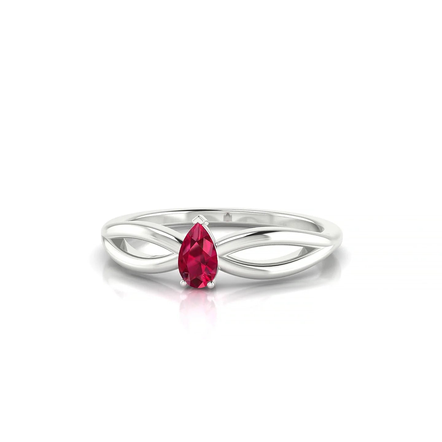 Interlude | 18k White Gold 5 x 3 mm Pear Ruby Ring