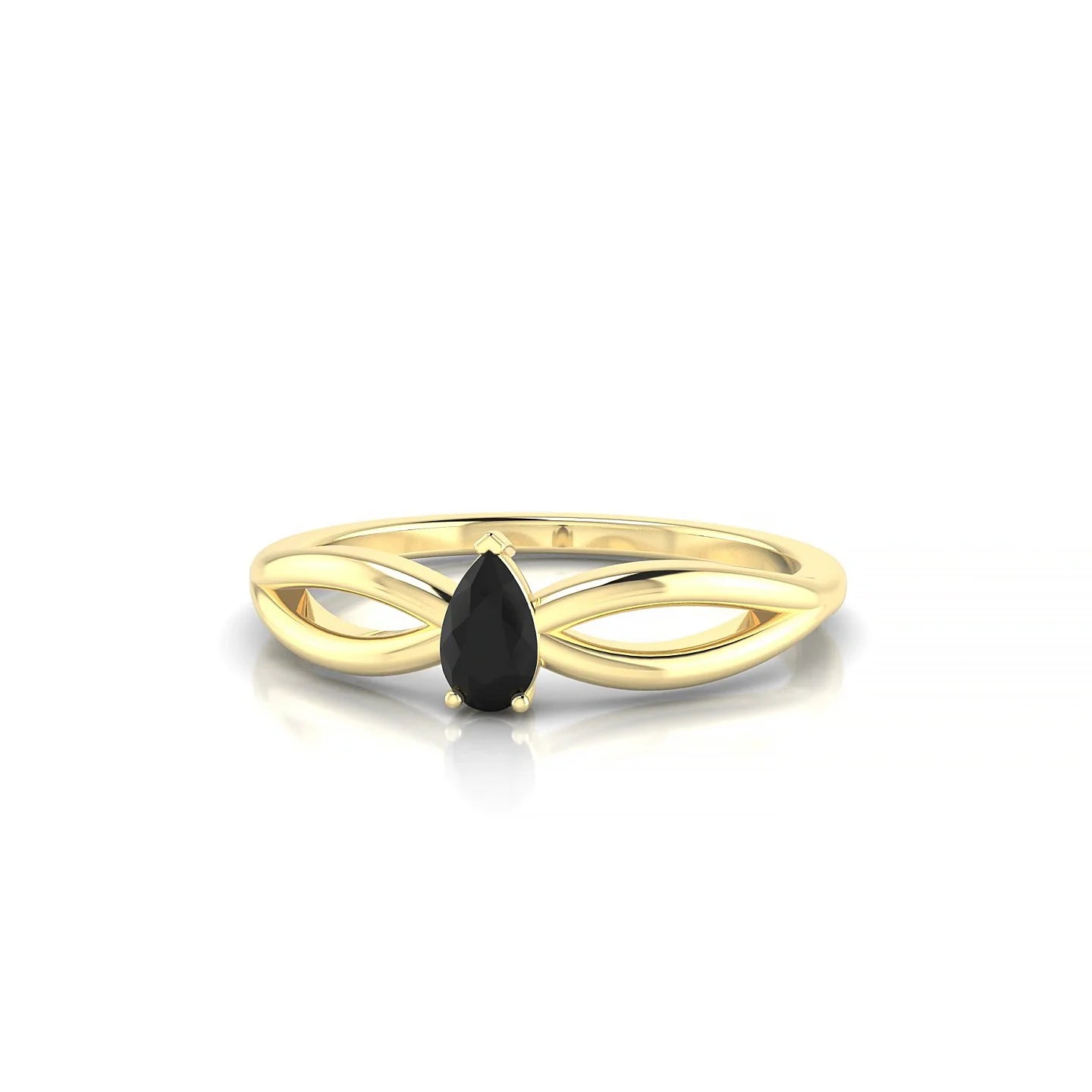 Interlude | 18k Yellow Gold 5 x 3 mm Pear Black Diamond Ring