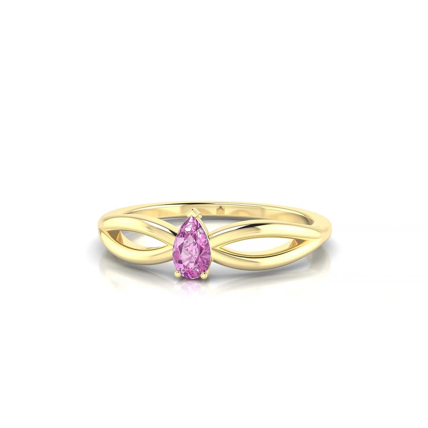 Interlude | 18k Yellow Gold 5 x 3 mm Pear Pink Sapphire Ring