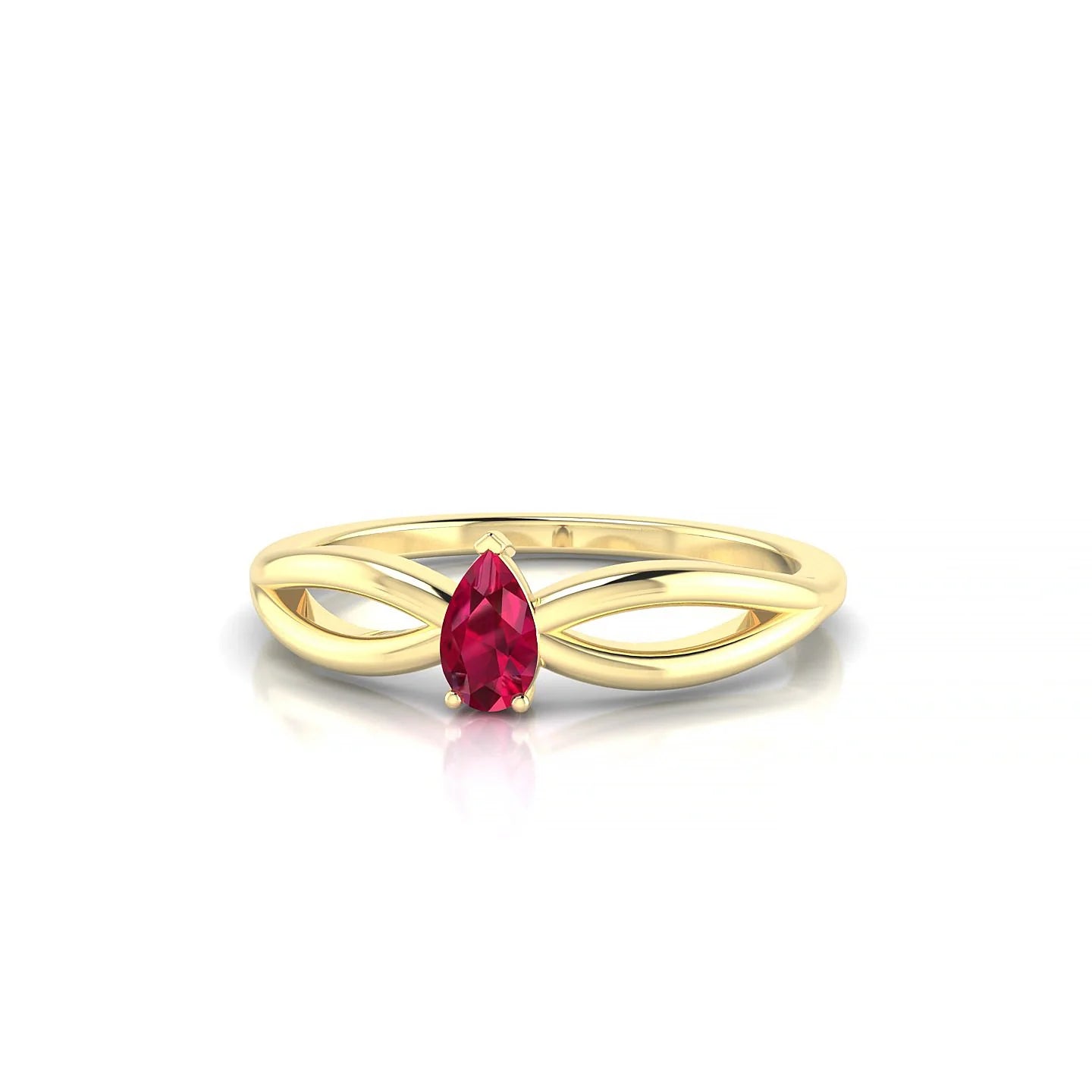 Interlude | 18k Yellow Gold 5 x 3 mm Pear Ruby Ring