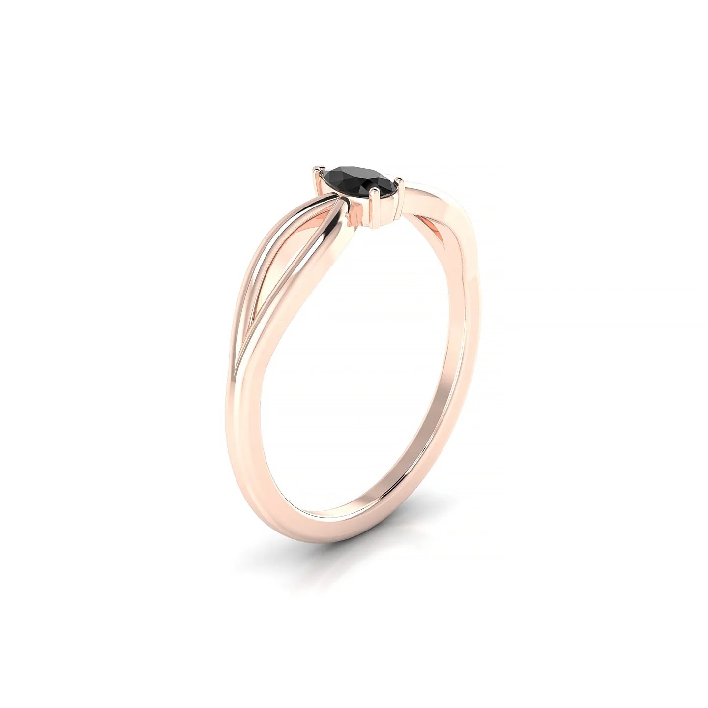 Interlude | 18k Rose Gold 5 x 3 mm Pear Black Diamond Ring