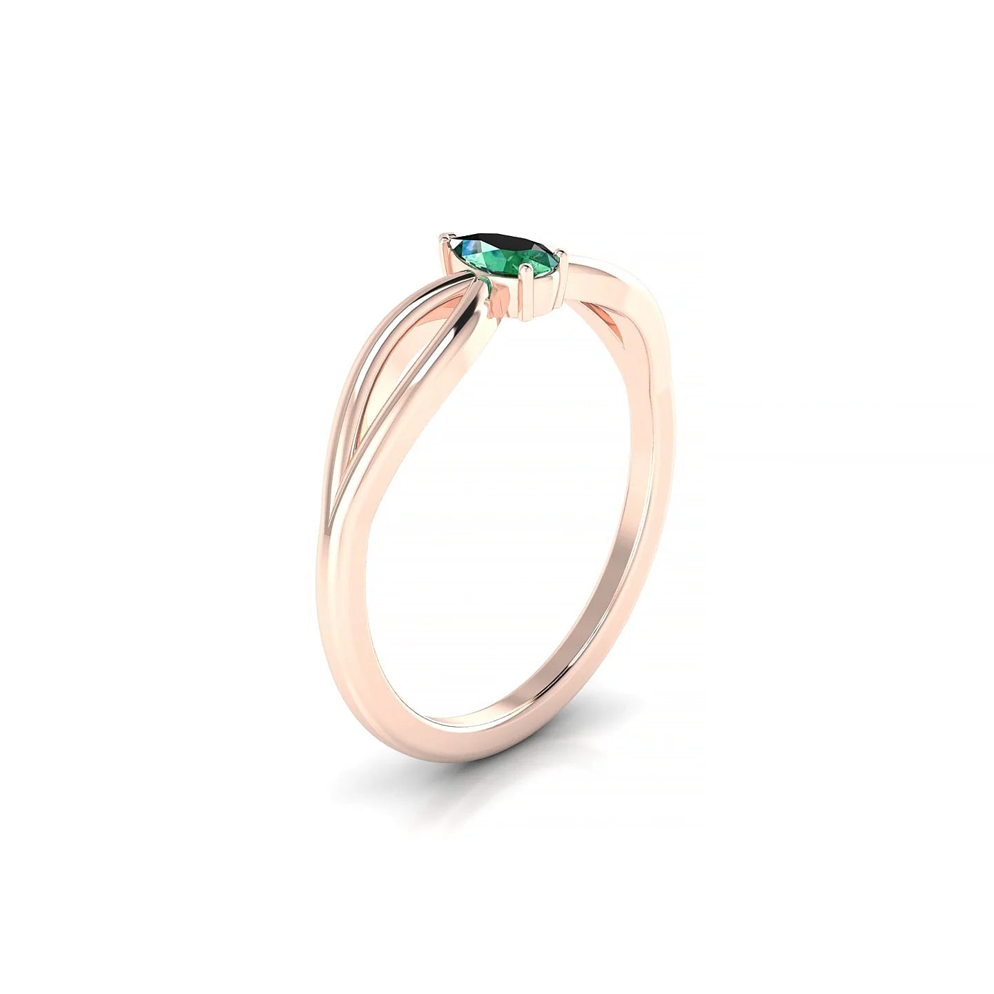 Interlude | 18k Rose Gold 5 x 3 mm Pear Emerald Ring