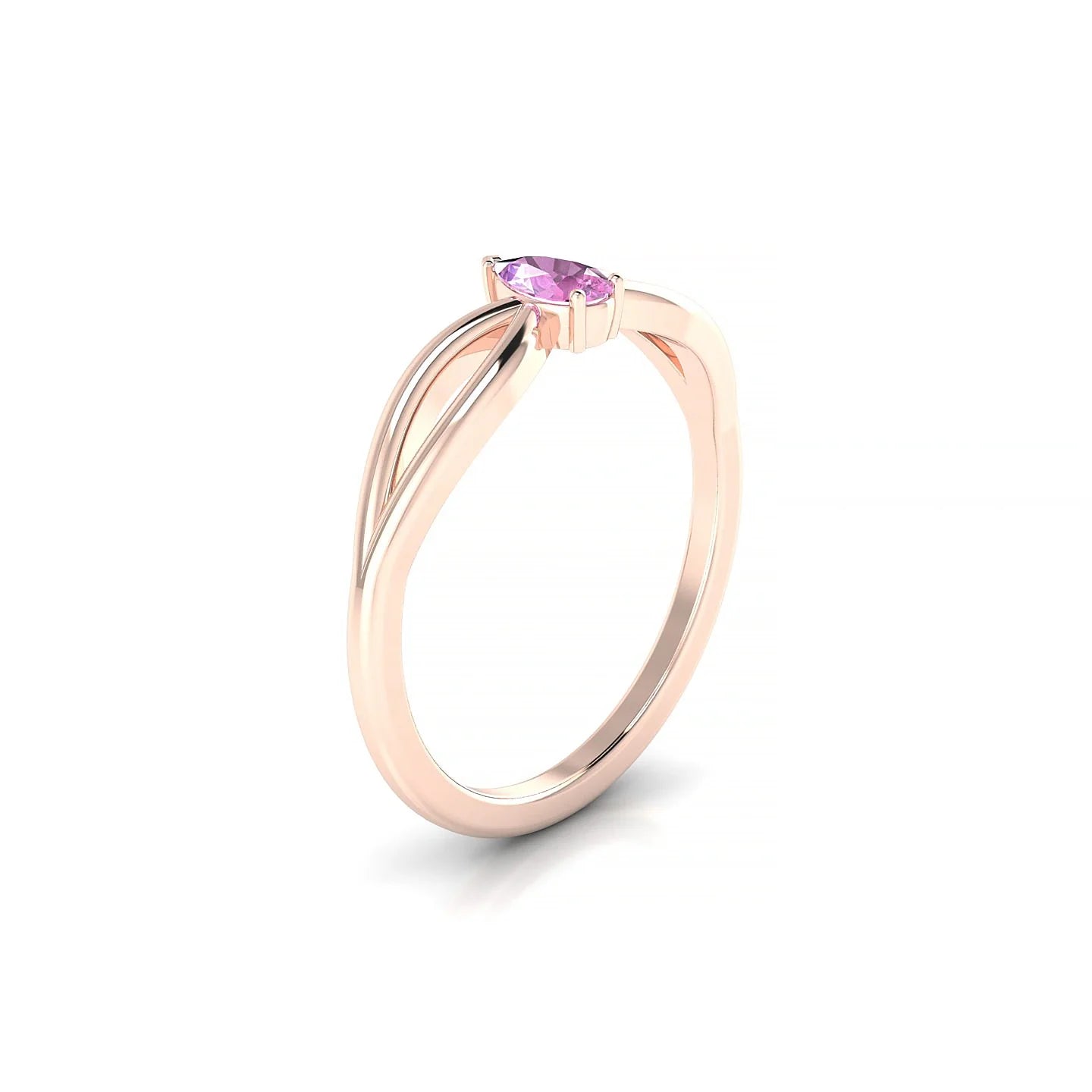 Interlude | 18k Rose Gold 5 x 3 mm Pear Pink Sapphire Ring