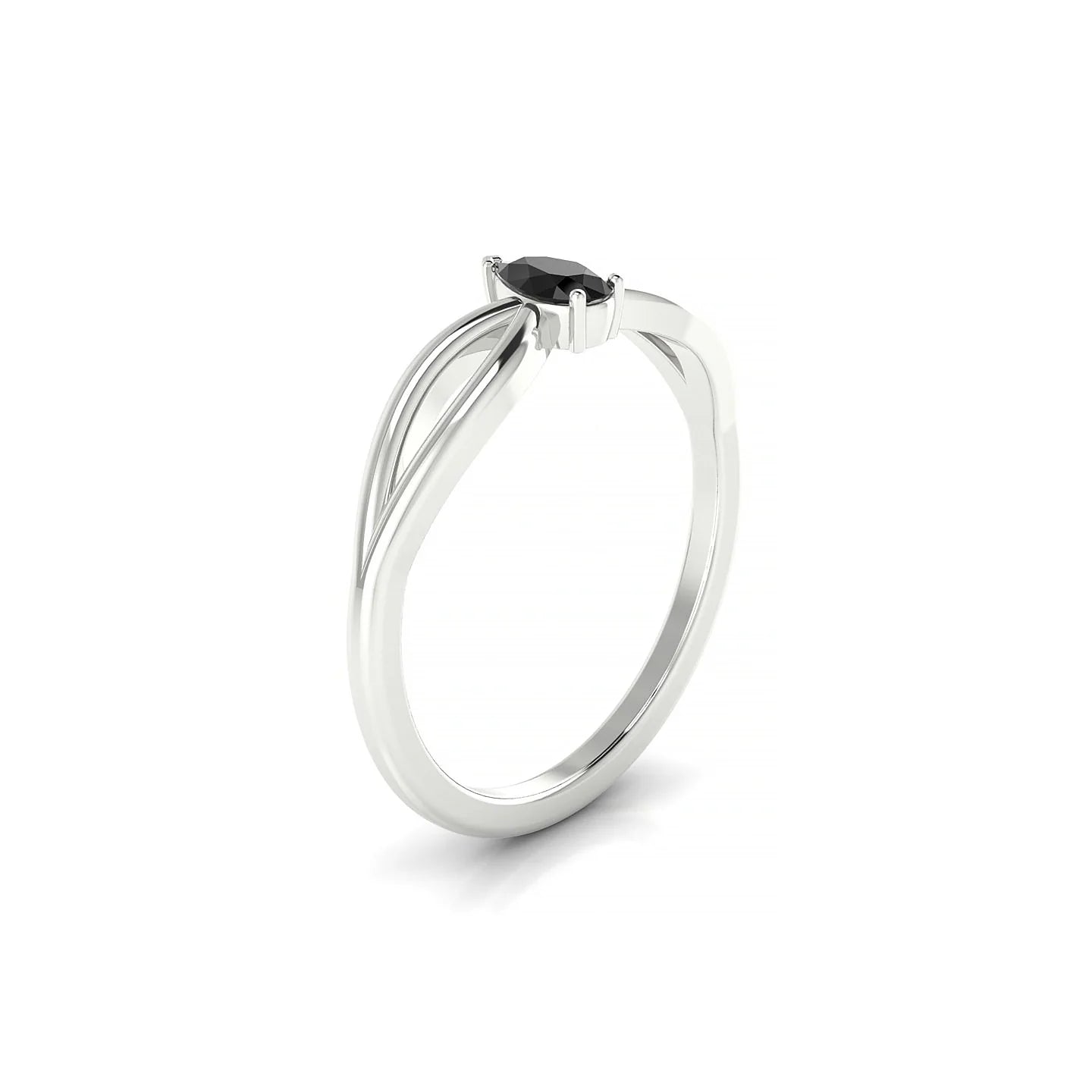 Interlude | 18k White Gold 5 x 3 mm Pear Black Diamond Ring