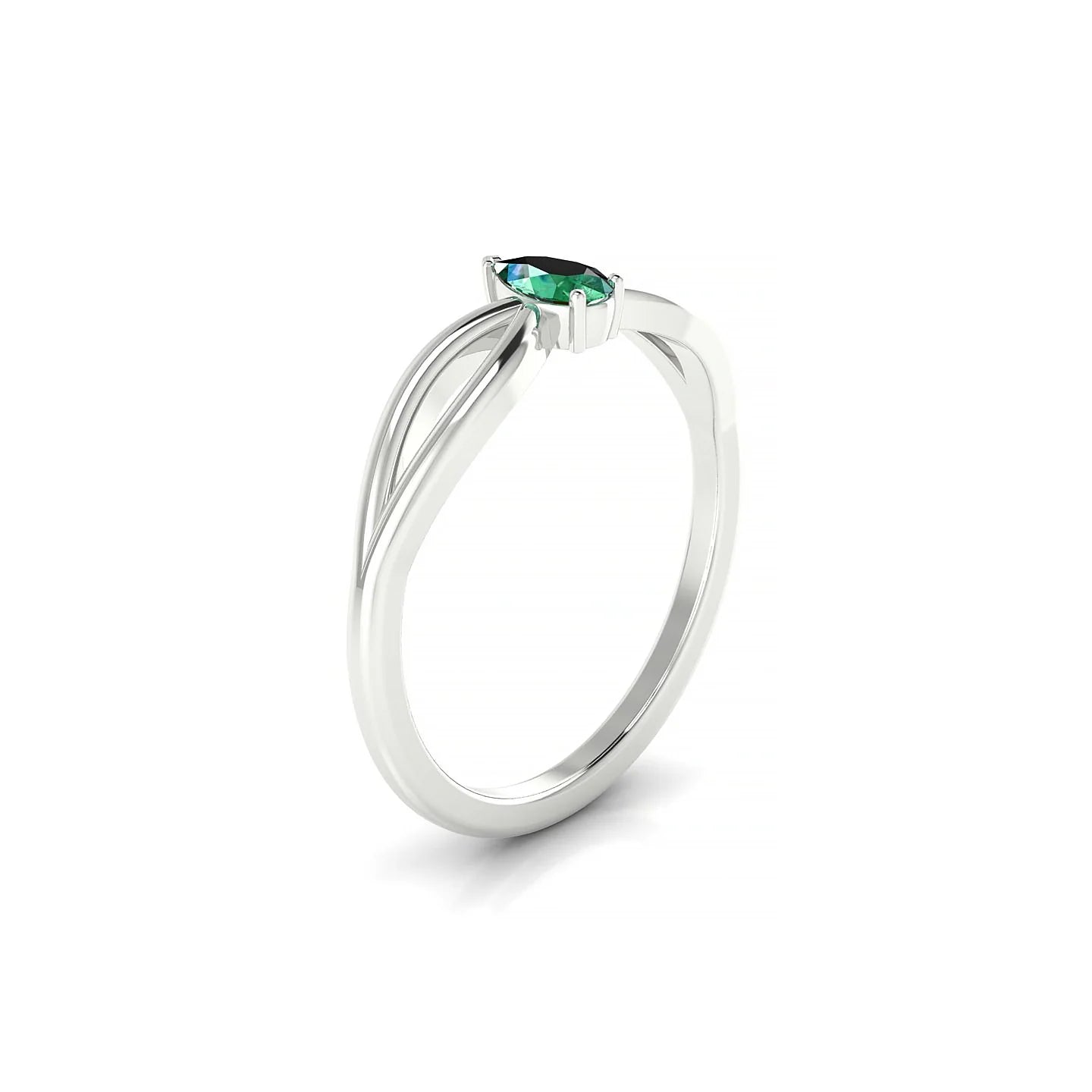 Interlude | 18k White Gold 5 x 3 mm Pear Emerald Ring