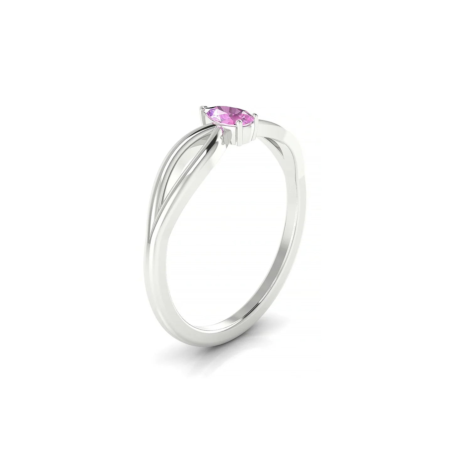 Interlude | 18k White Gold 5 x 3 mm Pear Pink Sapphire Ring